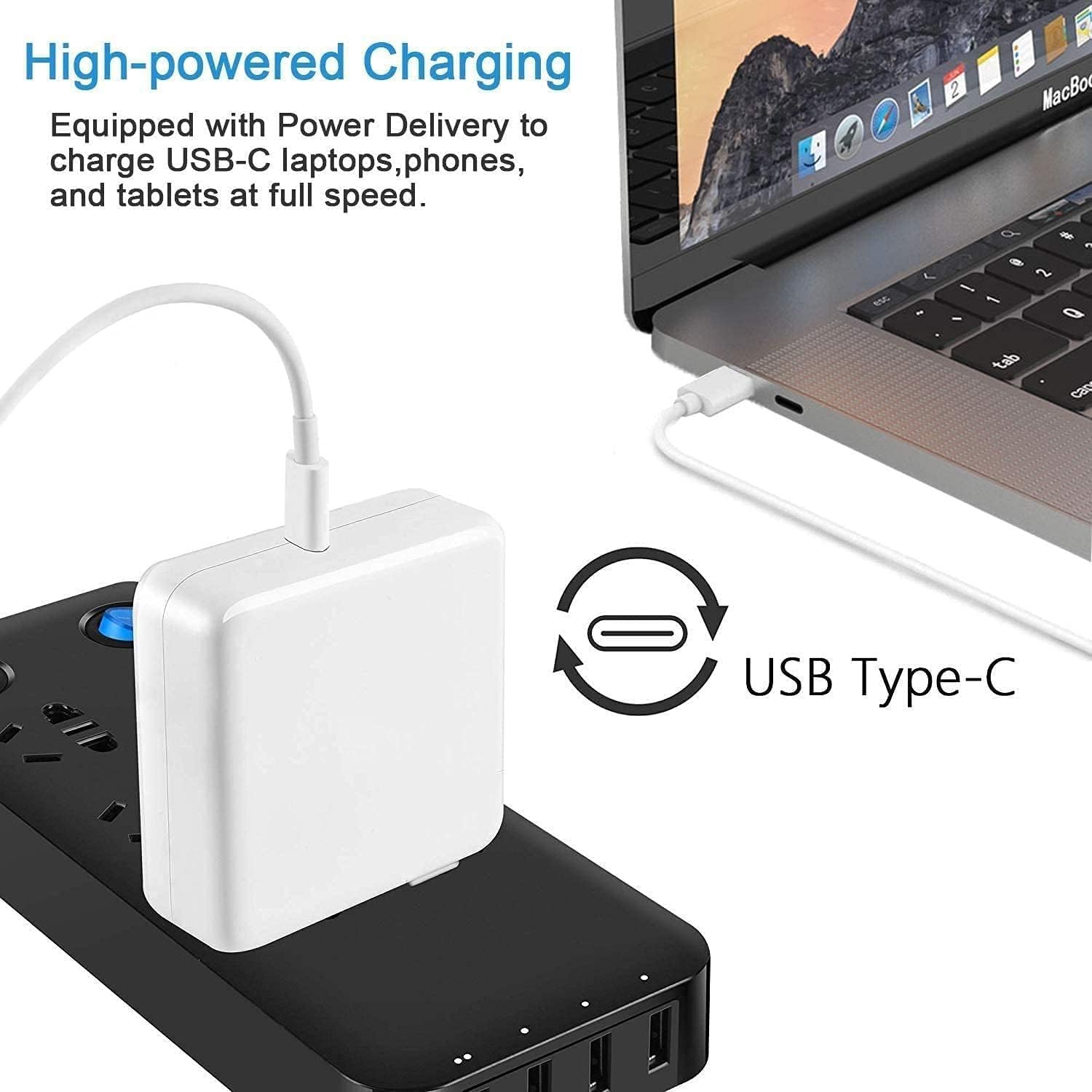 96W USB C Charger for MacBook Air/Pro - Fast Charging Power Adapter with Type C Cable | Perfect for Home, Office & Travel Use