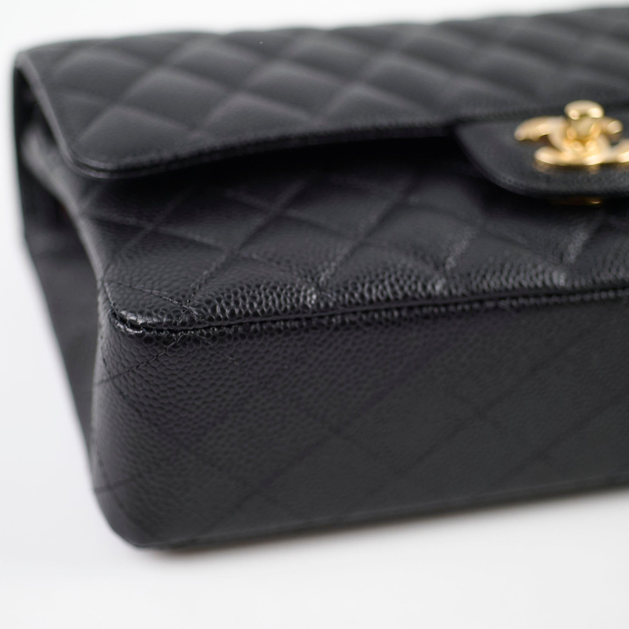 Chanel Medium/Large Caviar Leather Double Classic Flap Bag Black with Microchip - Luxury Designer Handbag for Women, Perfect for Work, Evening Events & Special Occasions