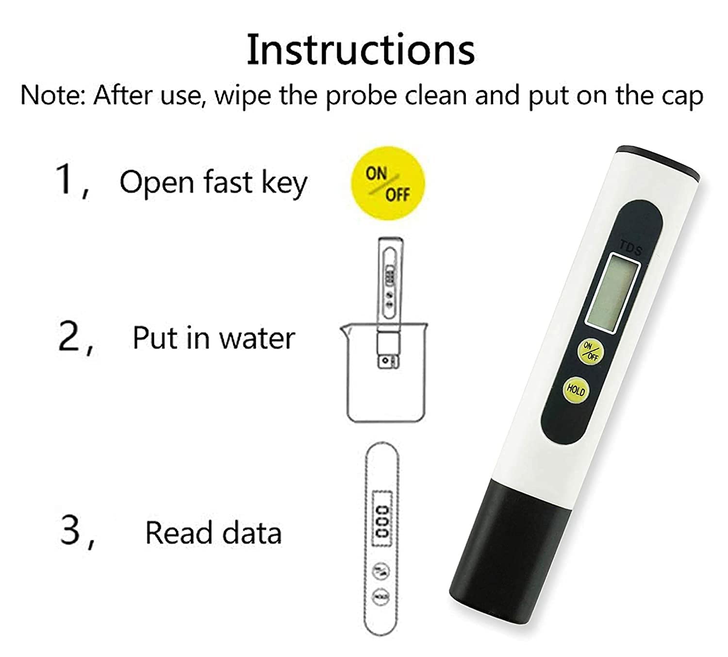 **Penggong® Digital TDS Water Tester Pen - Accurate LCD Meter for Drinking Water, Aquariums, Hydroponics & Pools | HM TDS Meter (White, New Model)**