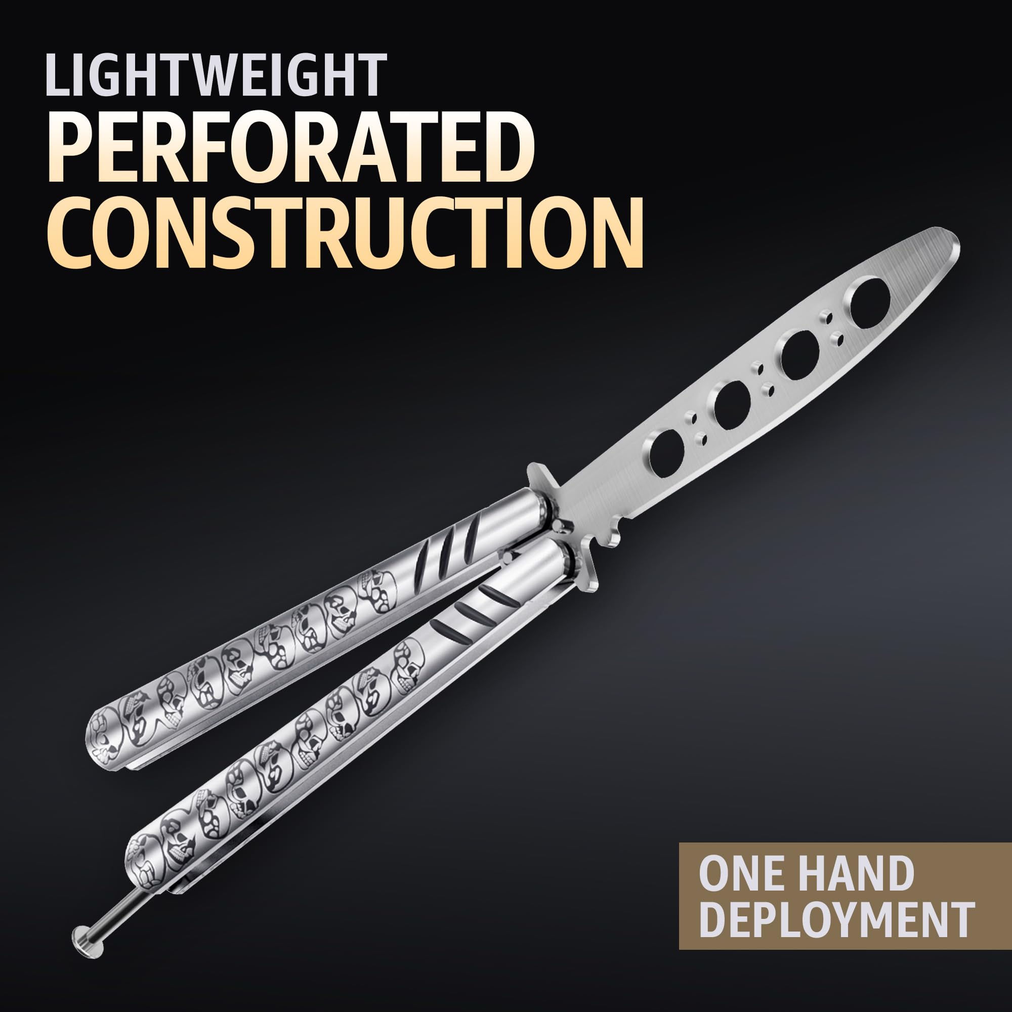 Balisong Trainer Knife - Stainless Steel Practice Butterfly Knife with Spring Latch | Dull Non-Sharp Blade for CSGO Tricks & Fidget Toy | Perfect for Beginners, Stress Relief & Skill Training (Model K16 S)