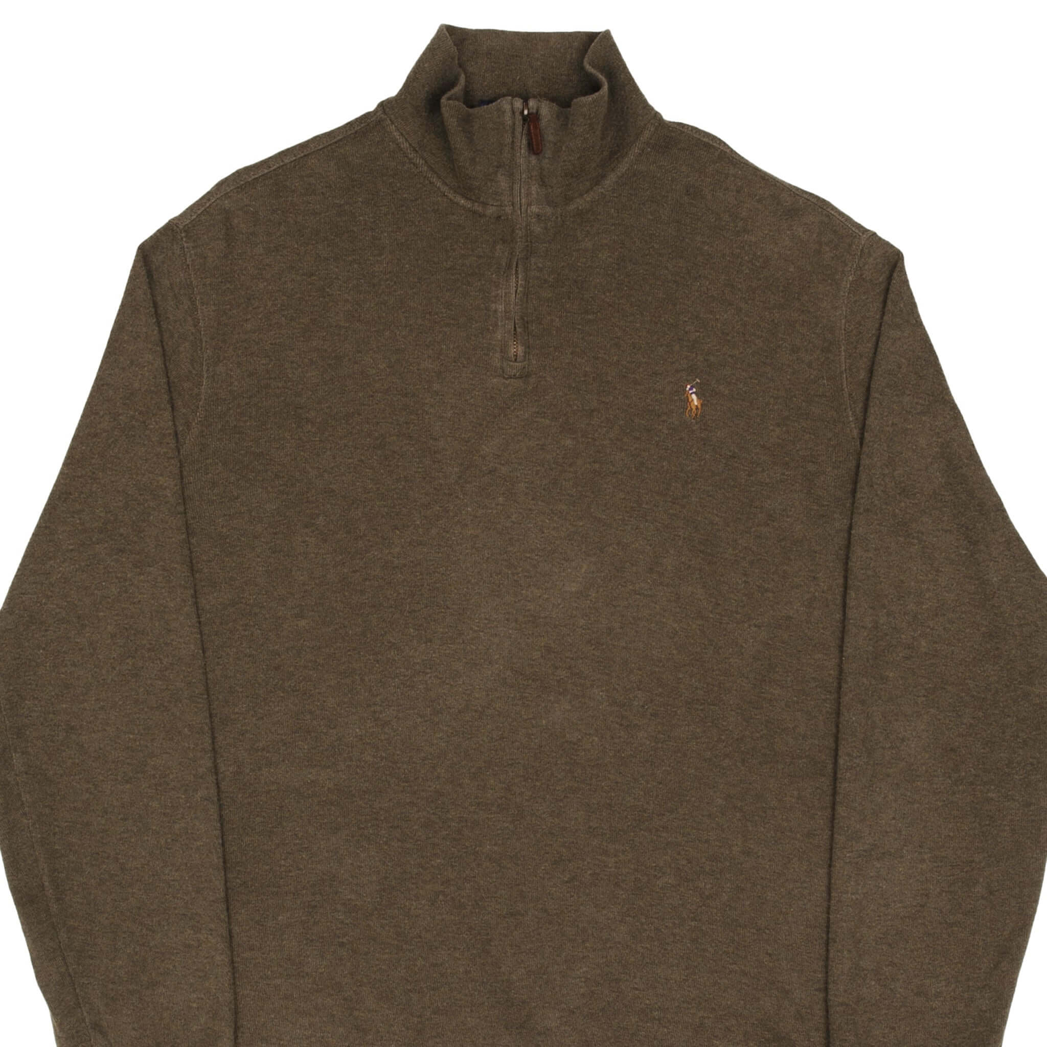 Ralph Lauren Men's Olive Green Quarter Zip Sweater - Size Large - Casual & Office Wear for Men