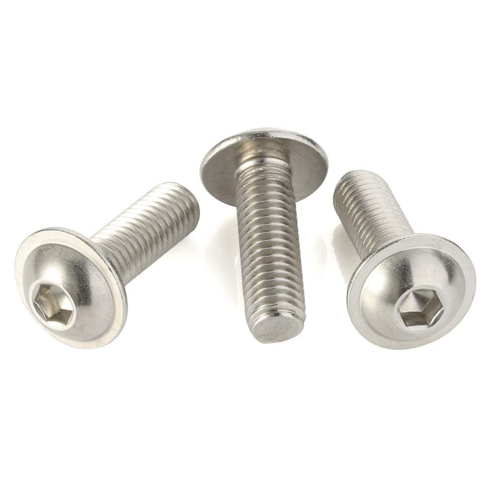 304 Stainless Steel M5-0.8x10mm Flanged Button Head Screws - 50pcs for DIY & Furniture Assembly