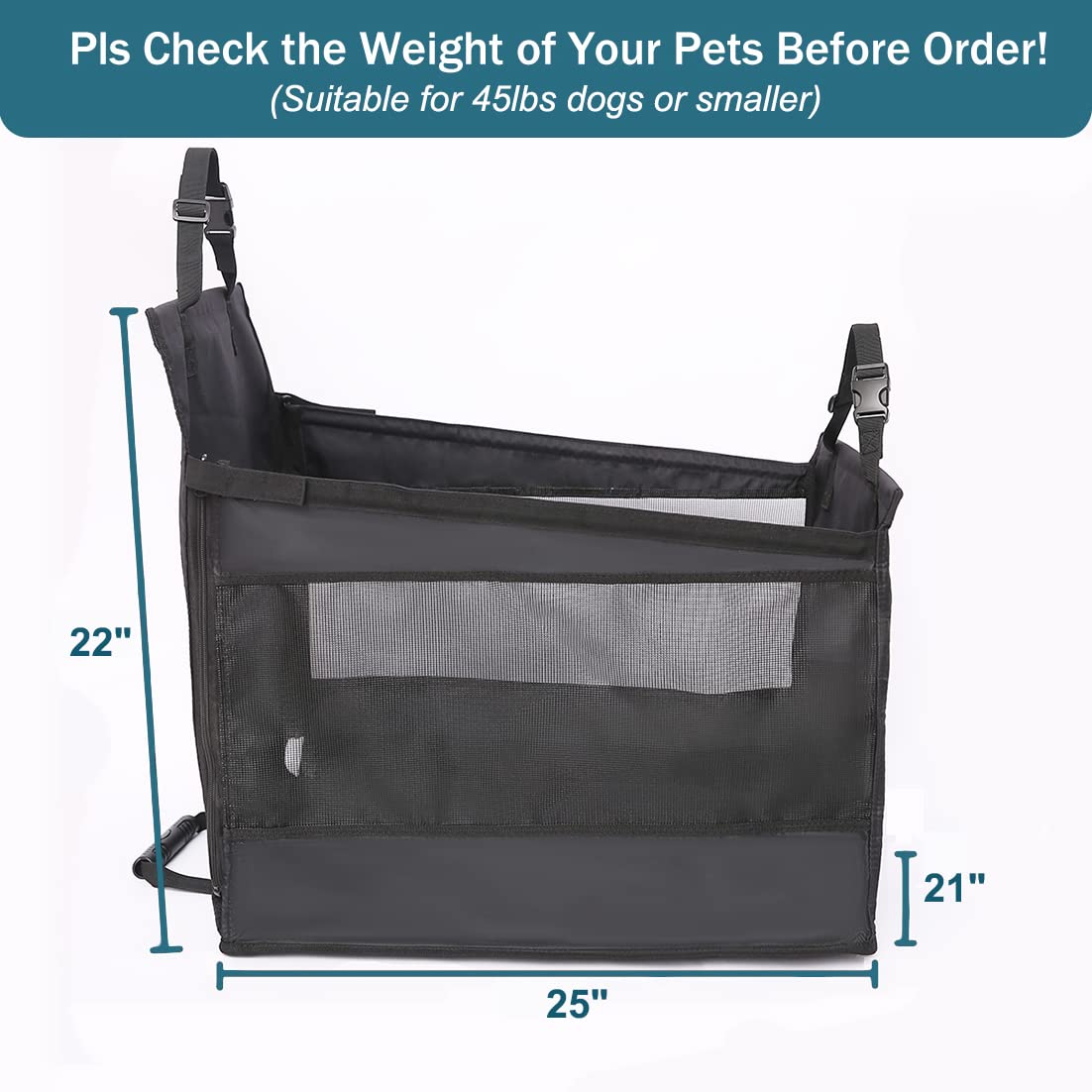 Large Dog Car Seat Cover - Water-Resistant Half Hammock for Cars, Trucks & SUVs | Full/Half Seat & Floor Protection | Perfect for Road Trips & Pet Travel Safety