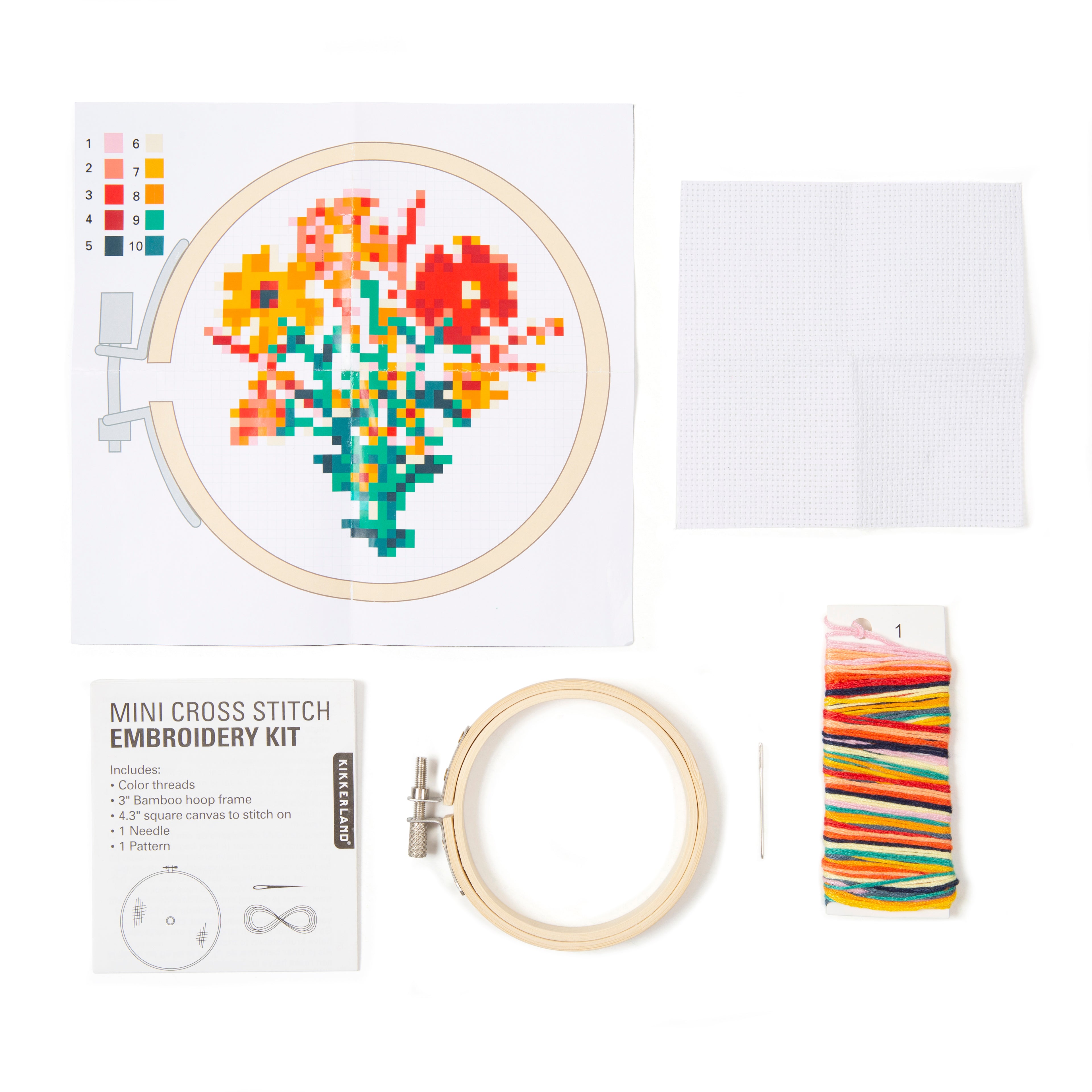 Mini Cross Stitch Embroidery Kit with Flowers - DIY Handmade Craft for Beginners - Perfect for Home Decor, Gifts & Relaxation