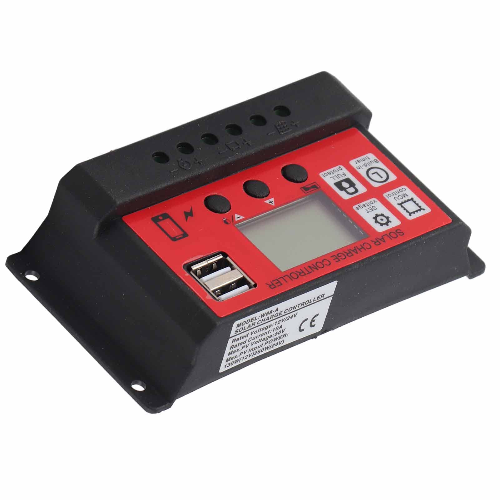 Solar Charge Controller with Overcurrent & Short Circuit Protection, LCD Display for Mobile Phones - Perfect for Off-Grid Solar Systems, RV Camping & Emergency Power Backup