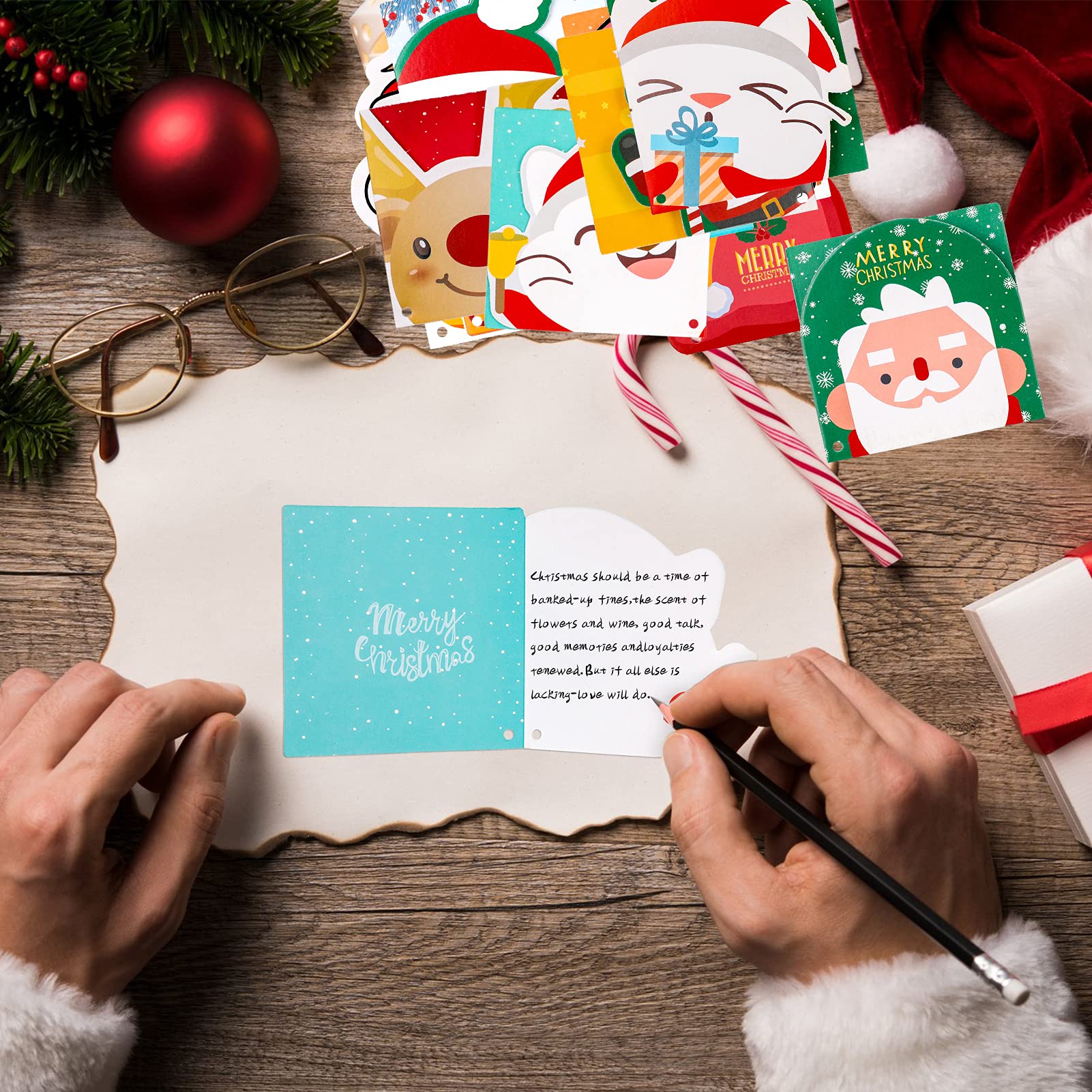 100pcs Christmas Greeting Cards Bulk - Holiday Season Greetings, Invitations & Thank You Cards for Family, Friends & Business (Perfect for Office Parties, Gift Giving & Festive Decorations)