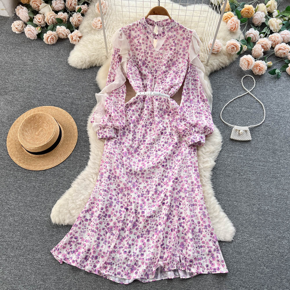 2023 Floral Dress for Women - Elegant Puff Sleeve Mermaid Maxi Skirt with Fairy Design | Perfect for Weddings, Parties & Summer Vacations