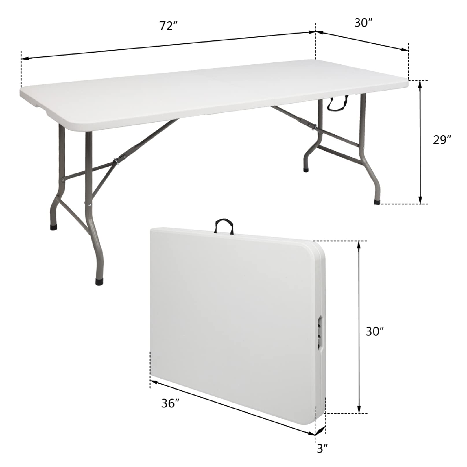 6FT Folding Training Table - Portable Foldable Long Desk with Handle (72.05
