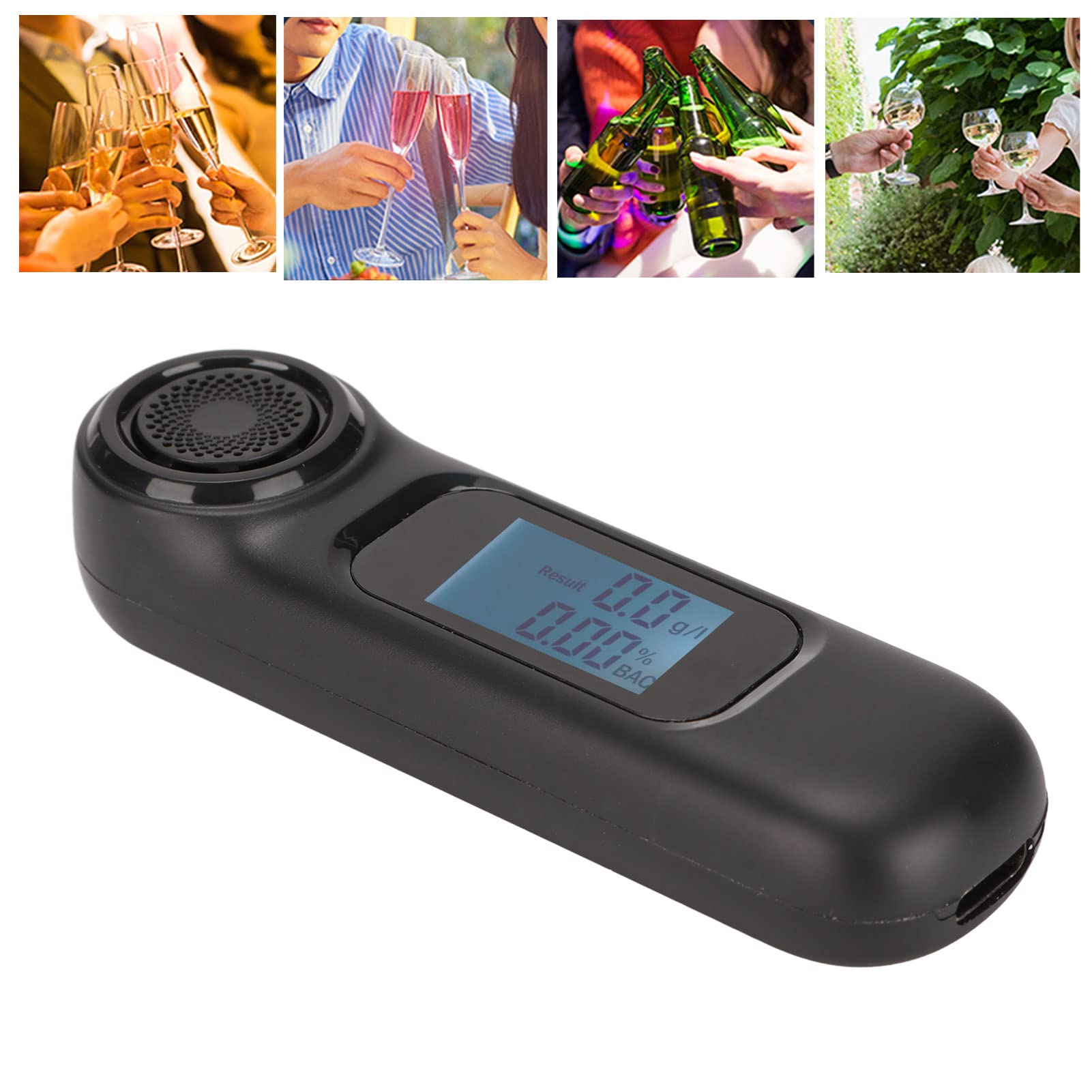 Portable Digital Breathalyzer - High Accuracy Alcohol Tester with LCD Screen, USB Rechargeable & Non-Contact Design for Home, Car, and Workplace Safety