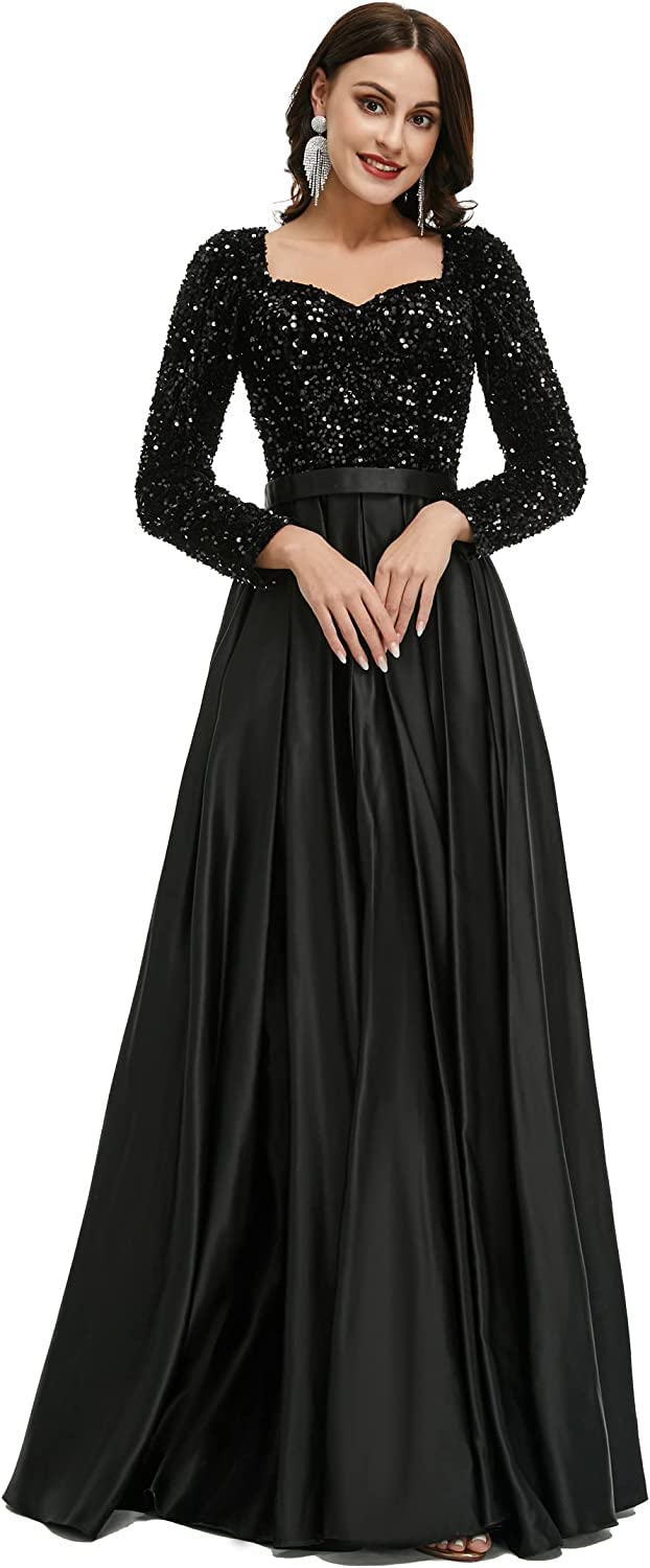 Sparkling Women's V-Neck Sequin Long Sleeve Prom Dress with High Slit - Elegant Mermaid Cocktail Gown for Wedding, Evening Party & Special Occasions | Perfect for Homecoming, Gala & Formal Events