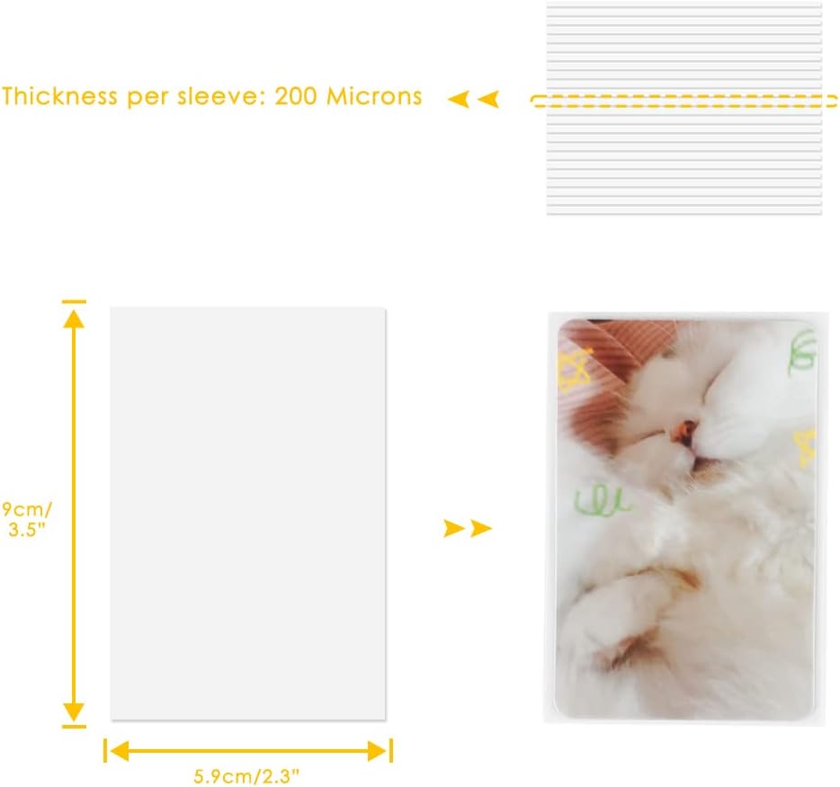 100 Packs Kpop Photocard Sleeves - 200 Microns Premium Protection (Unsealable) - Perfect for BTS, Blackpink & Kpop Collectors, Trading, Storage & Display