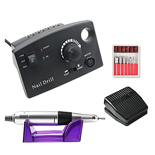 20W 35000RPM MING-MCZ Professional Electric Nail Drill Machine Kit with Milling Cutter & Accessories - Salon & Home Manicure/Pedicure Tool for Nail Art, Acrylics & Gel Polish (Black) - Perfect for DIY Nail Care & Professional Salon Use