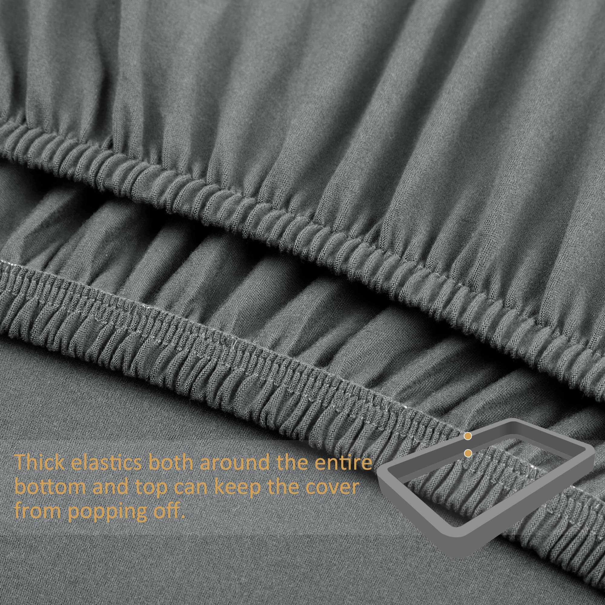 PiccoCasa 4-Sided Elastic Mattress Cover - Wrinkle-Free, Fits Mattresses Up to 14 Inches, King Size, Cadet Gray - Perfect for Home, Dorm, and Guest Room Bedding Protection