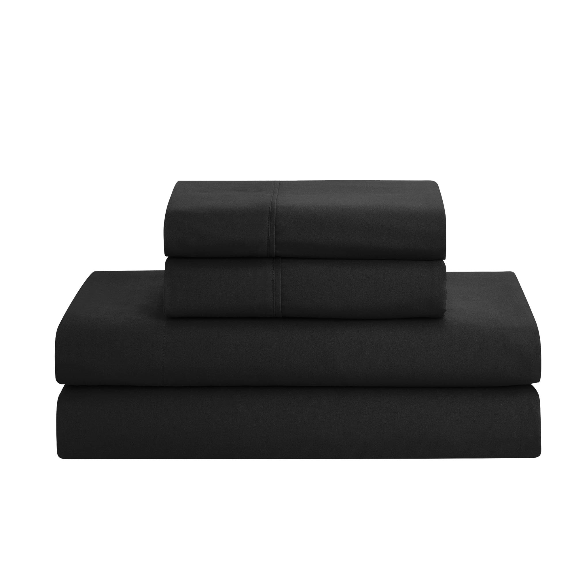 8-Piece Queen Comforter Set with Bed Skirt, Fitted Sheet, Flat Sheet & 4 Pillowcases - Pintuck Black Luxury Bedding Collection | Perfect for Master Bedroom, Guest Room & Hotel Style Decor