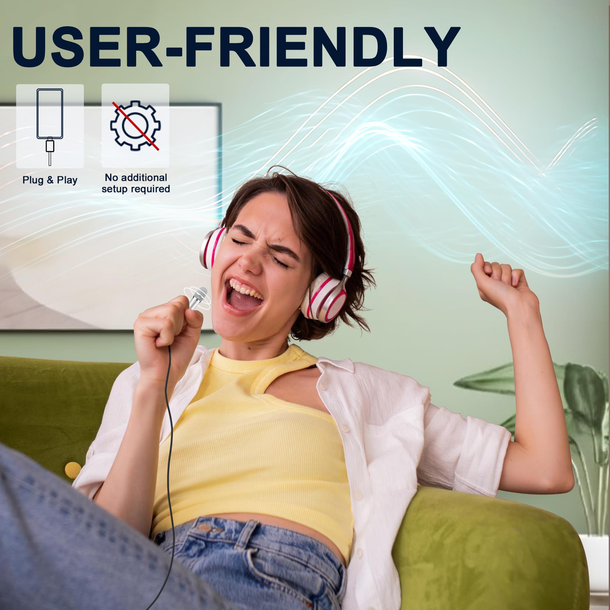 USB C Mini Microphone for Karaoke & ASMR - Wired Recording Mic for Android, iPhone 15, Laptop & Mac - Perfect for Singing, Interviews, Vlogs, YouTube & TikTok Videos (Silver) | Home Studio, Podcasting & Live Streaming Accessory