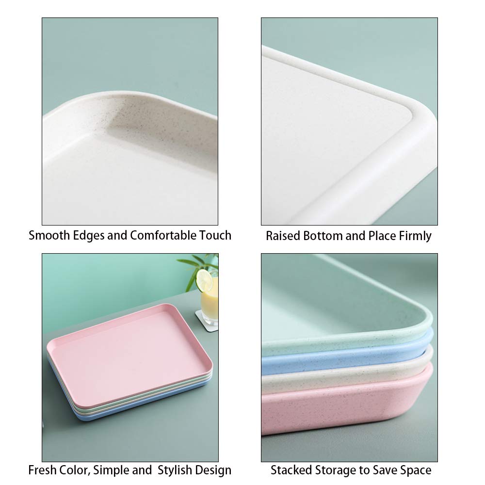 Unbreakable Wheat Straw Dinner Tray - Decorative Food Serving Platter for Coffee Table, Couch, Party & Picnic | Eco-Friendly Pink Snack & Appetizer Tray for Indoor Dining & Outdoor Gatherings