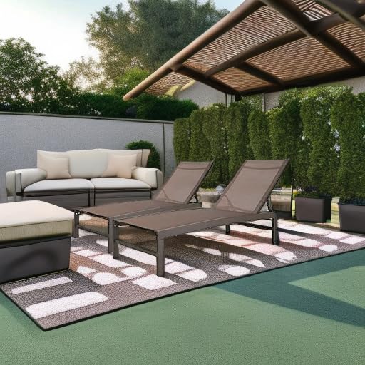 Crestlive 2-Piece Outdoor Aluminum Pool Chaise Lounge Chairs Set - Adjustable 5-Position Tanning Recliner - All-Weather Patio, Beach, Yard & Pool Furniture (Brown) - Perfect for Sunbathing, Relaxing by the Pool or Backyard Lounging