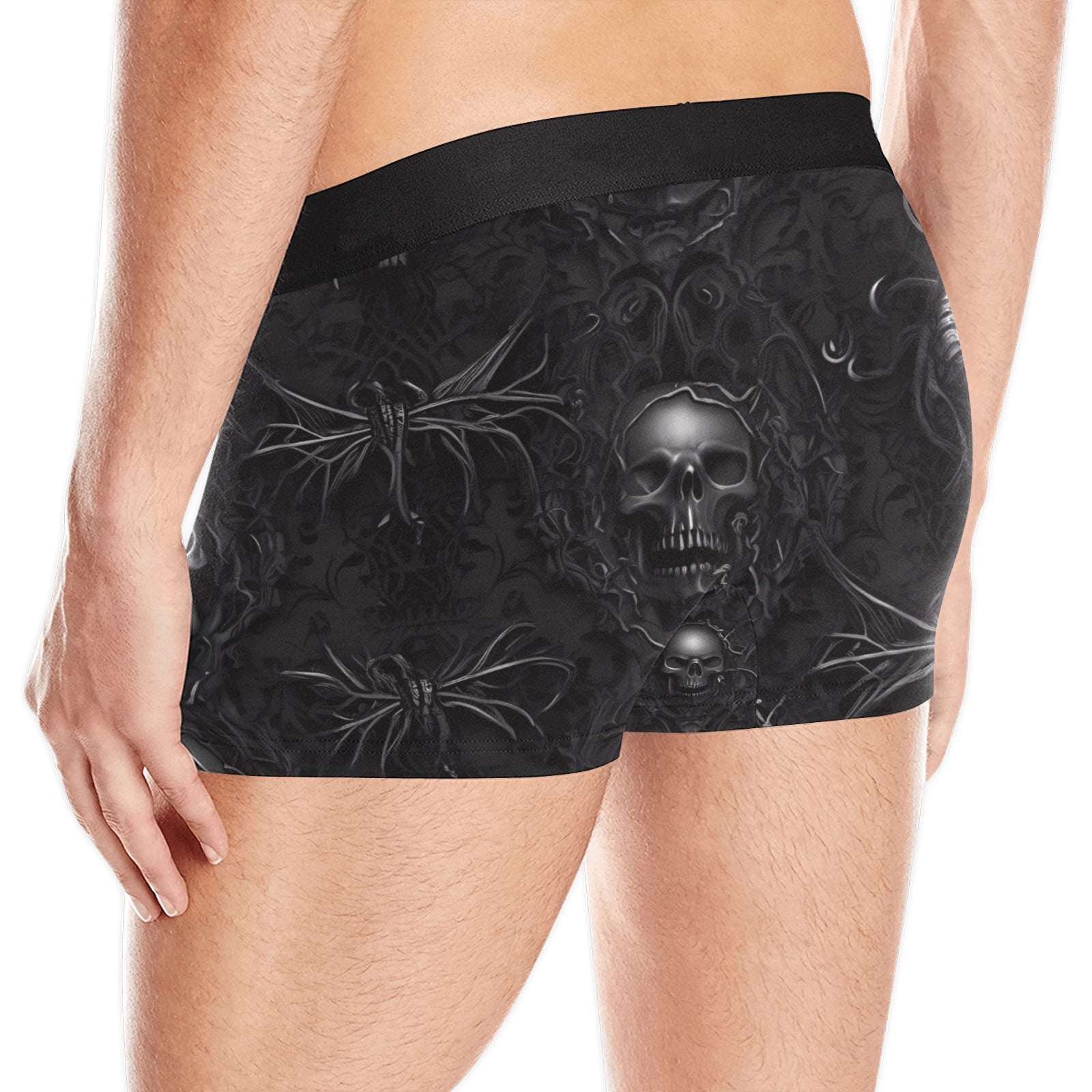 Gothic Skull Print Men's Boxer Briefs - Soft Cotton Underwear for Casual Wear & Everyday Comfort | Perfect for Gothic Fashion Lovers & Alternative Style
