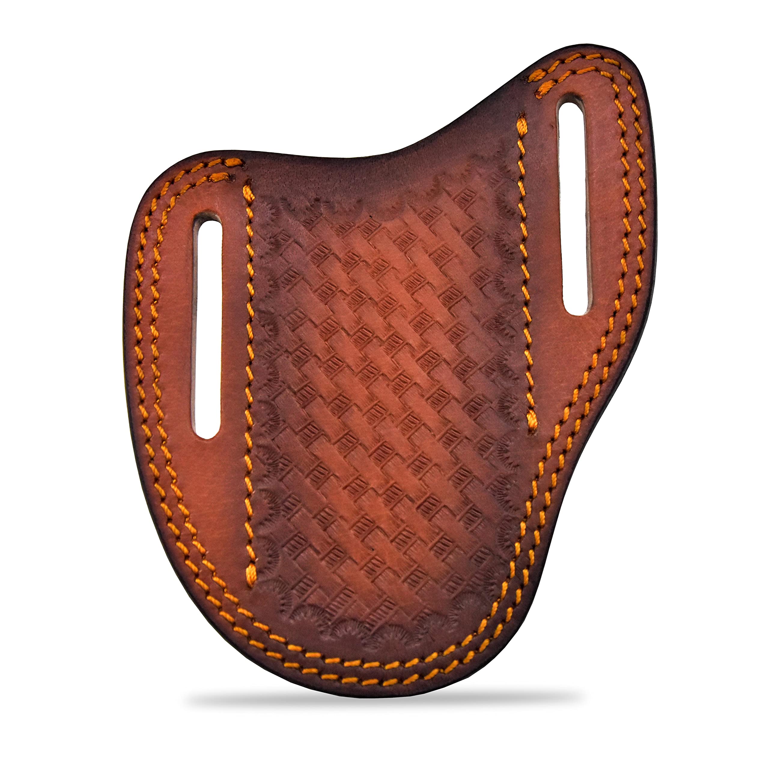 Custom Leather Sheath for Trapper & Hunting Knives - 100% Real Leather Slanted Pancake Design with Tan Both Side Carry | Durable Cover for Hercules Knives | Perfect for Outdoor Adventures, Camping & Bushcraft
