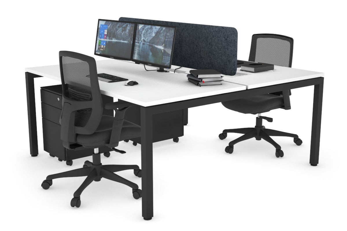 Quadro Square Legs 2 Person Office Workstation Desk - 1400L x 800W with Cable Management Scallop - Perfect for Shared Workspaces & Home Offices