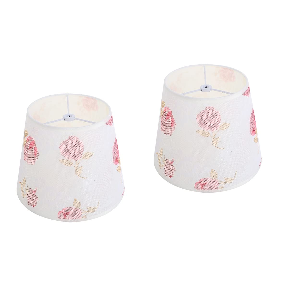 2-Pack Rose Flower Pattern Clip-On Fabric Lamp Shades for Table & Floor Lamps - Decorative Lighting for Living Room, Bedroom & Office