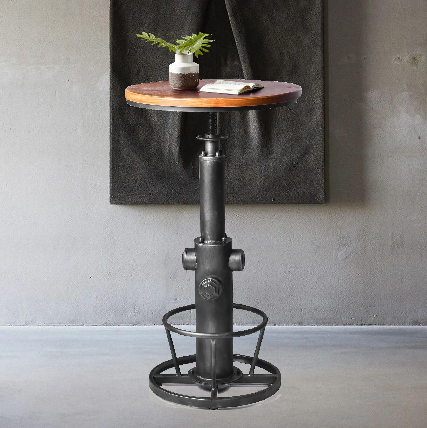 Topower Adjustable Height Industrial Bar Table 38.58-48.43 Inches - Silver Metal Pub Table for Kitchen, Dining Room, Coffee Shop & Bistro - Perfect for Entertaining, Small Spaces & Commercial Use