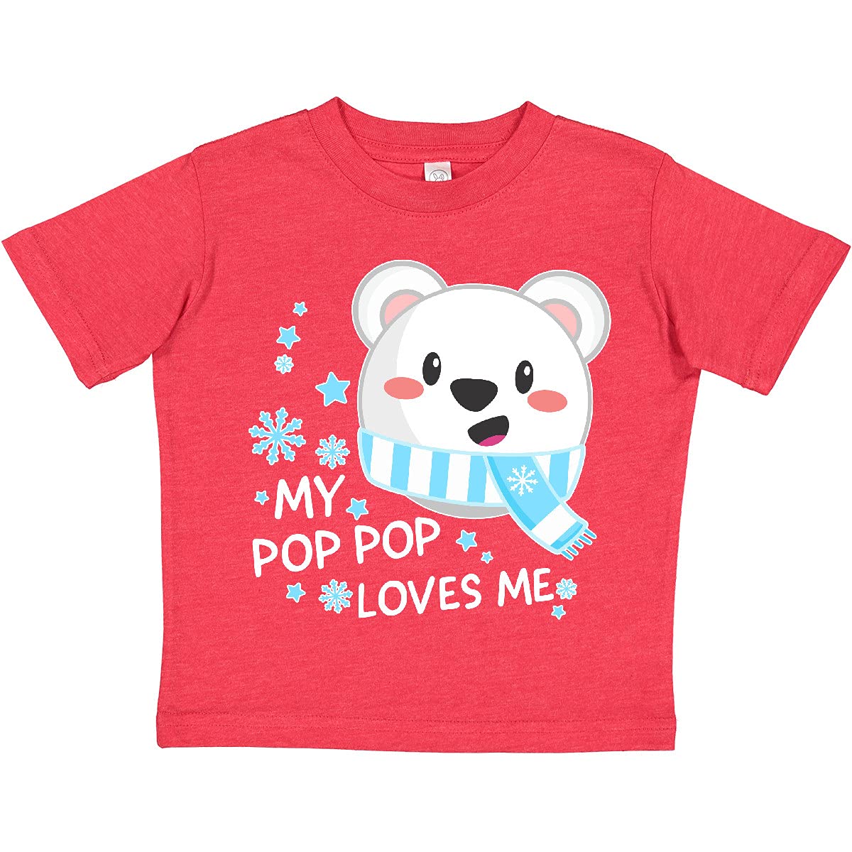 Inktastic 'My Pop Pop Loves Me' Polar Bear Graphic Toddler T-Shirt - Cute Grandfather-Grandchild Matching Outfit for Family Photos & Special Occasions