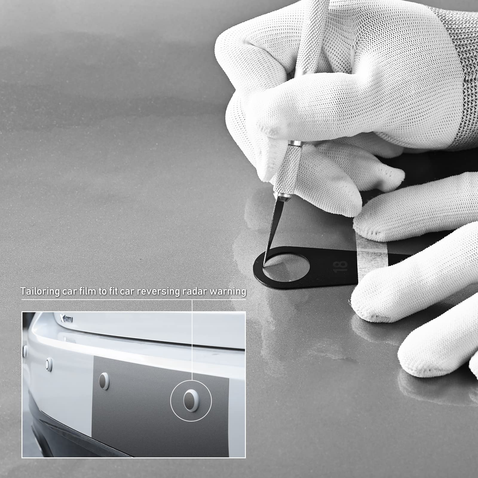 NEWISHTOOL Vinyl Wrap Tools Kit - 13mm-25mm Car Wrapping Tool with Parking Sensor Hole Cutter, Micro Squeegee, Vinyl Knife & 5 Razor Blades for Professional Vehicle Wrapping - Perfect for DIY Car Decals, Boat Wraps & Motorcycle Graphics