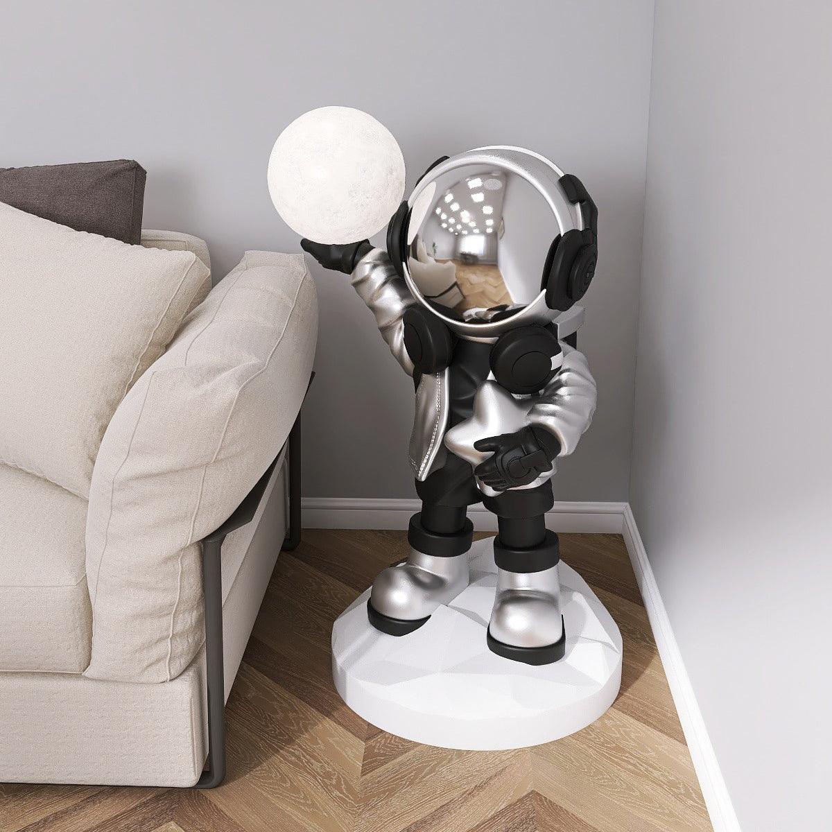 Apollo Astronaut LED Floor Lamp with Built-in Battery - Modern Touch Control Night Light for Living Room, Bedroom, and Office Decor
