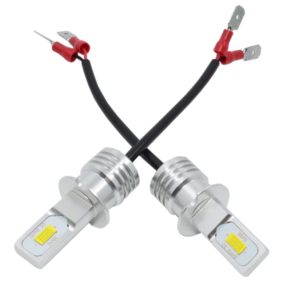 HOCOLO H3 LED Bulbs 6500K White - High Brightness DRL Fog Driving Lights for Cars - Replace Halogen 3570 CSP Chips - Plug-N-Play Installation - Pack of 2 (H3_Fog/DRL, White/6000K) - Perfect for Daytime Running & Nighttime Visibility