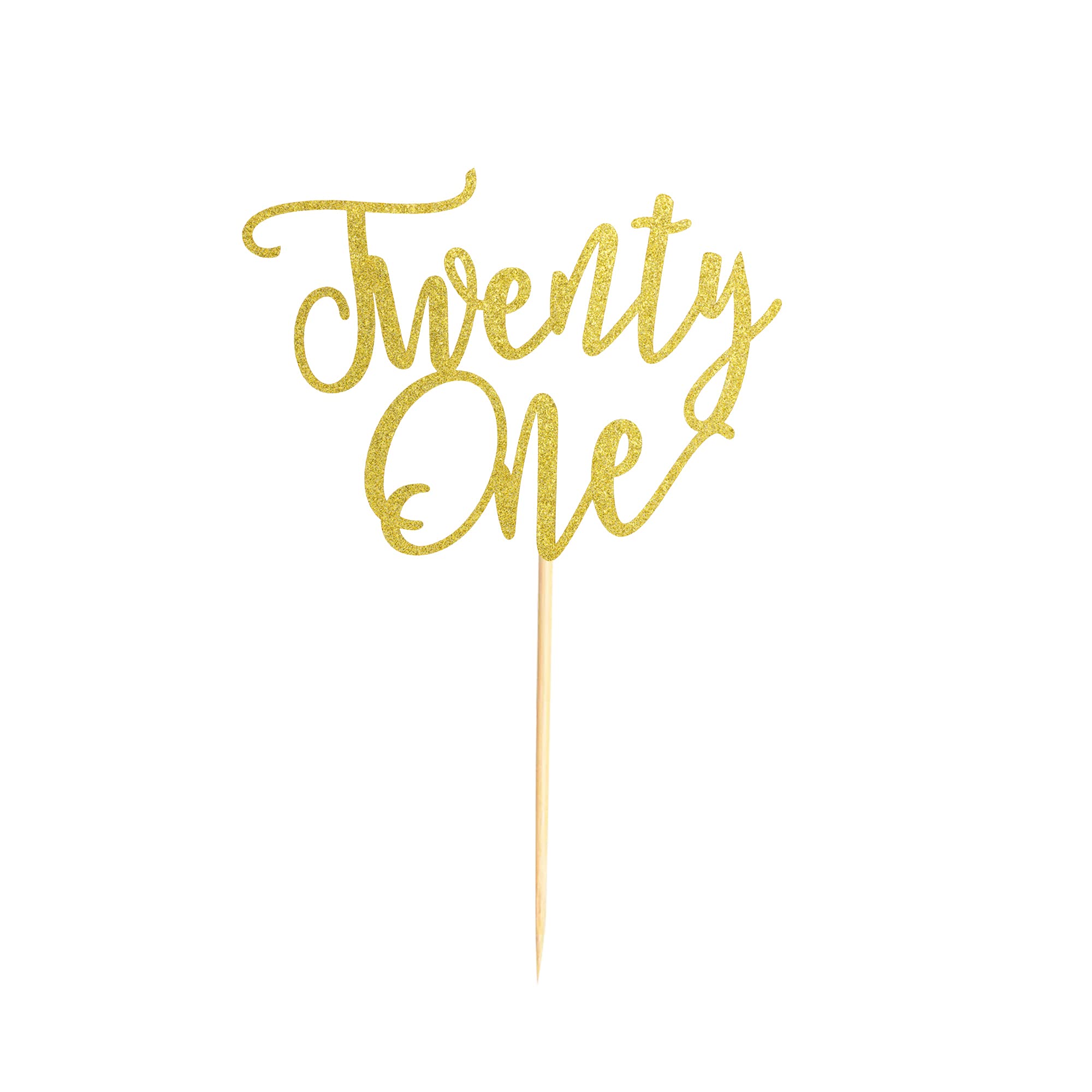21st Birthday Cake Topper - Gold Glitter Happy Birthday Decorations for 21st Birthday Party, Wedding Anniversary & Celebration (1 Piece) | Perfect for Cakes, Cupcakes & Dessert Tables