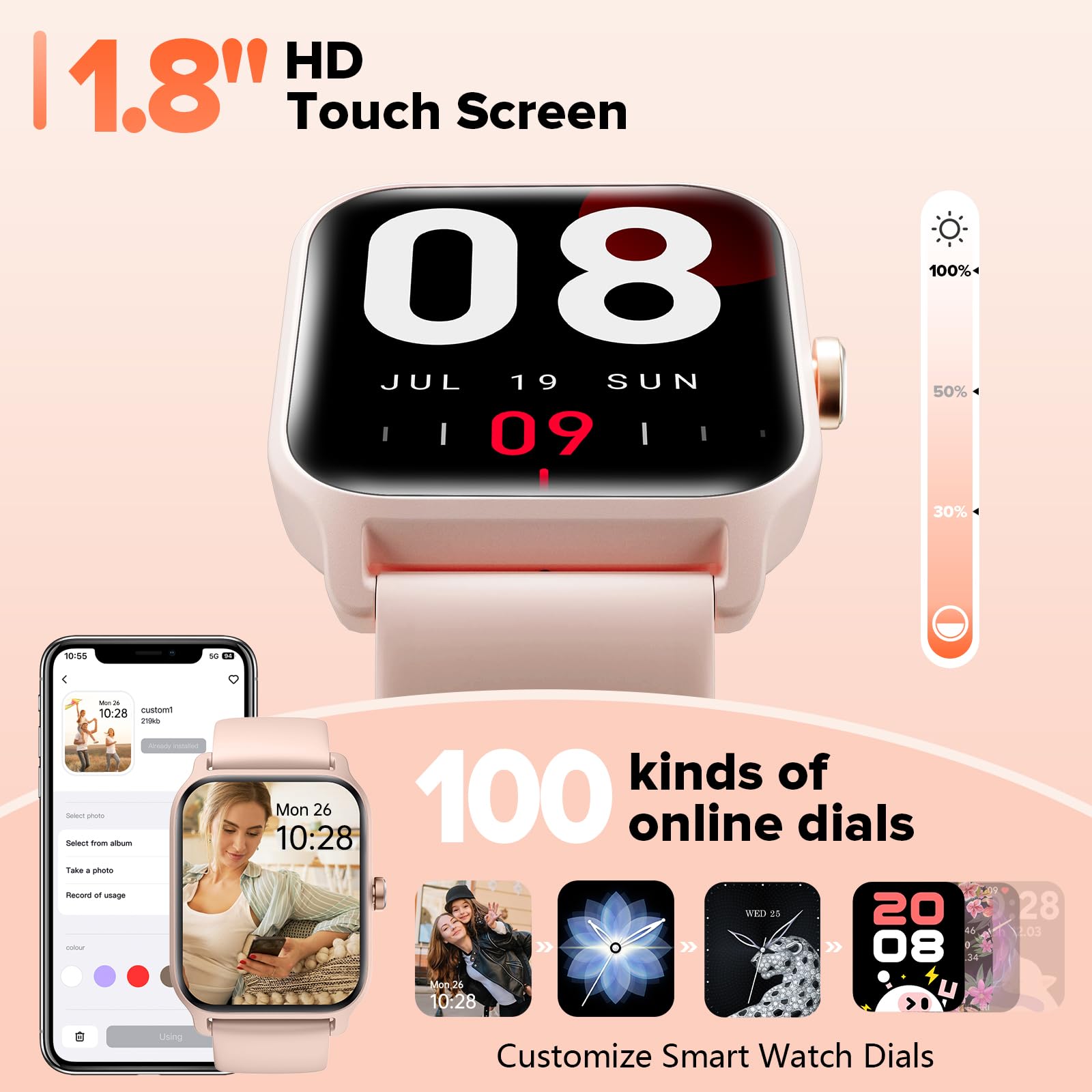 Smart Fitness Watch for Men & Women - 1.8