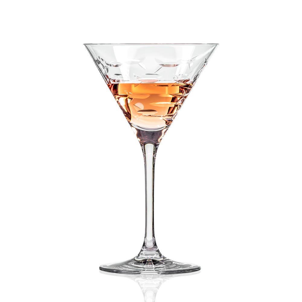 School of Fish 10oz Martini Cocktail Glass Set of 2 - Elegant Barware for Home Entertaining & Party Decor