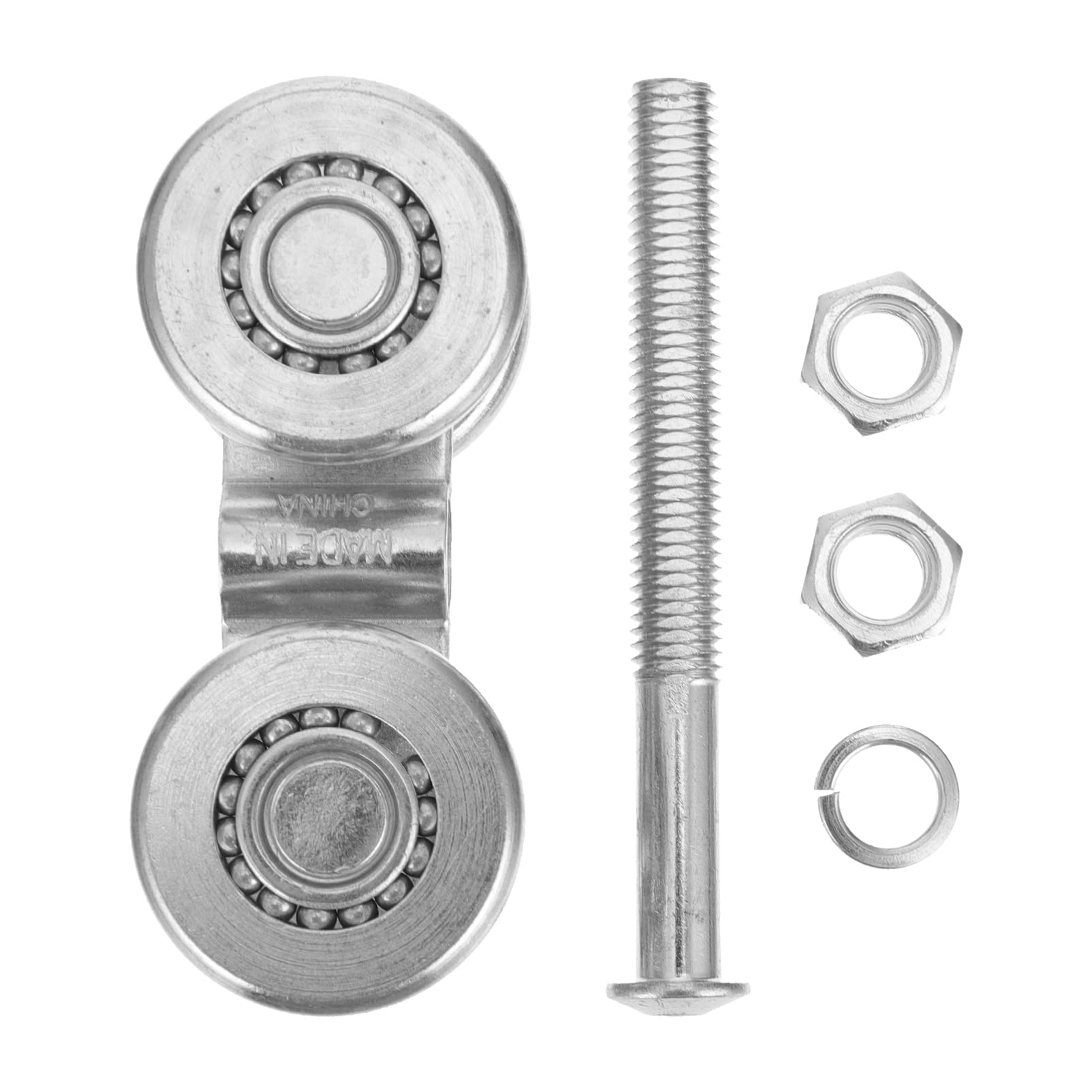 ibasenice Steel Double Wheel Track Roller - Heavy Duty Sliding Door Hanging Wheels with Durable Rail System (Silver) for Closet Doors, Barn Doors & Room Dividers