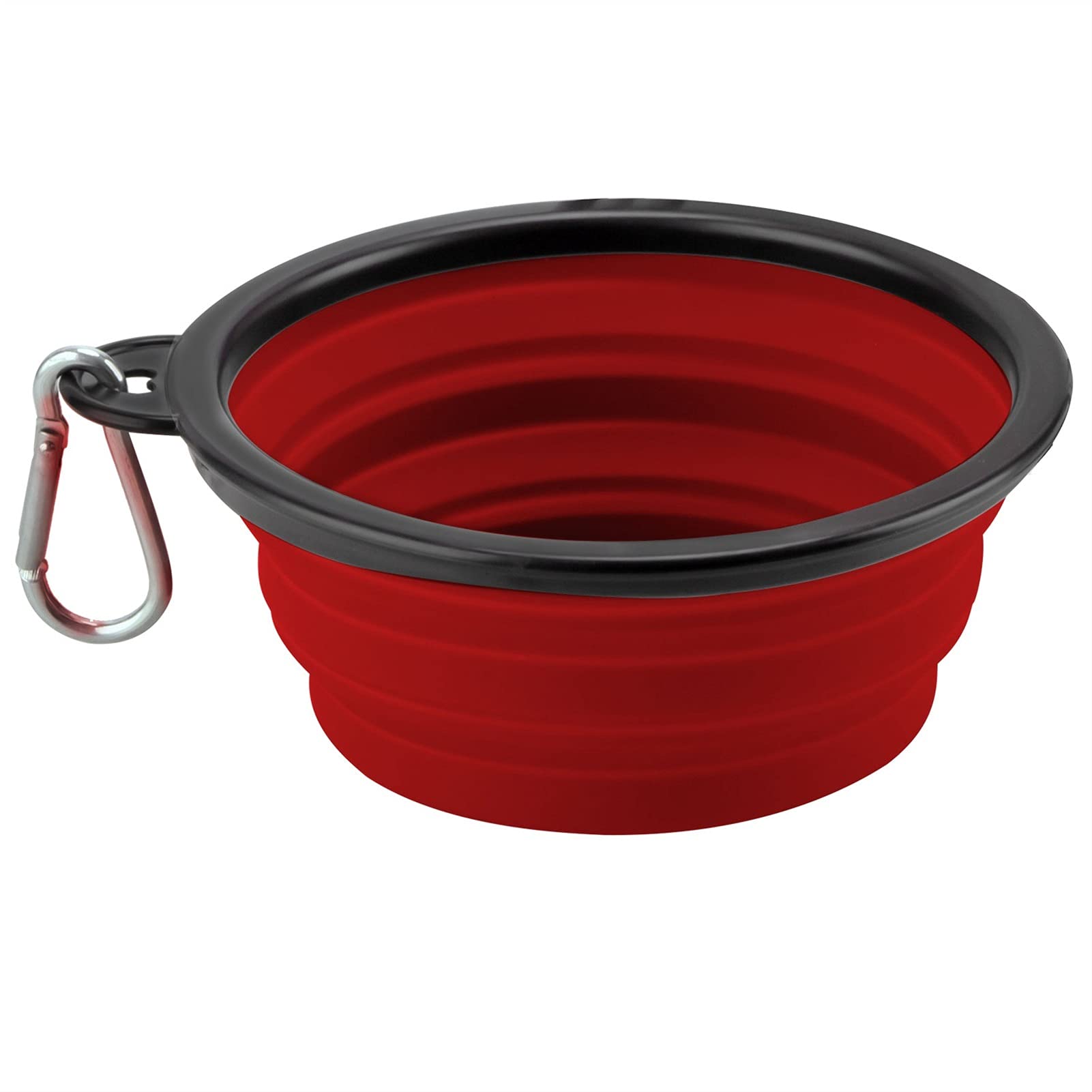 Collapsible Silicone Pet Bowl - Portable Folding Dog Food & Water Dish for Camping, Hiking, Travel - 350ML Navy Blue with Carabiner Clip - Perfect for Outdoor Adventures, Road Trips & Daily Use