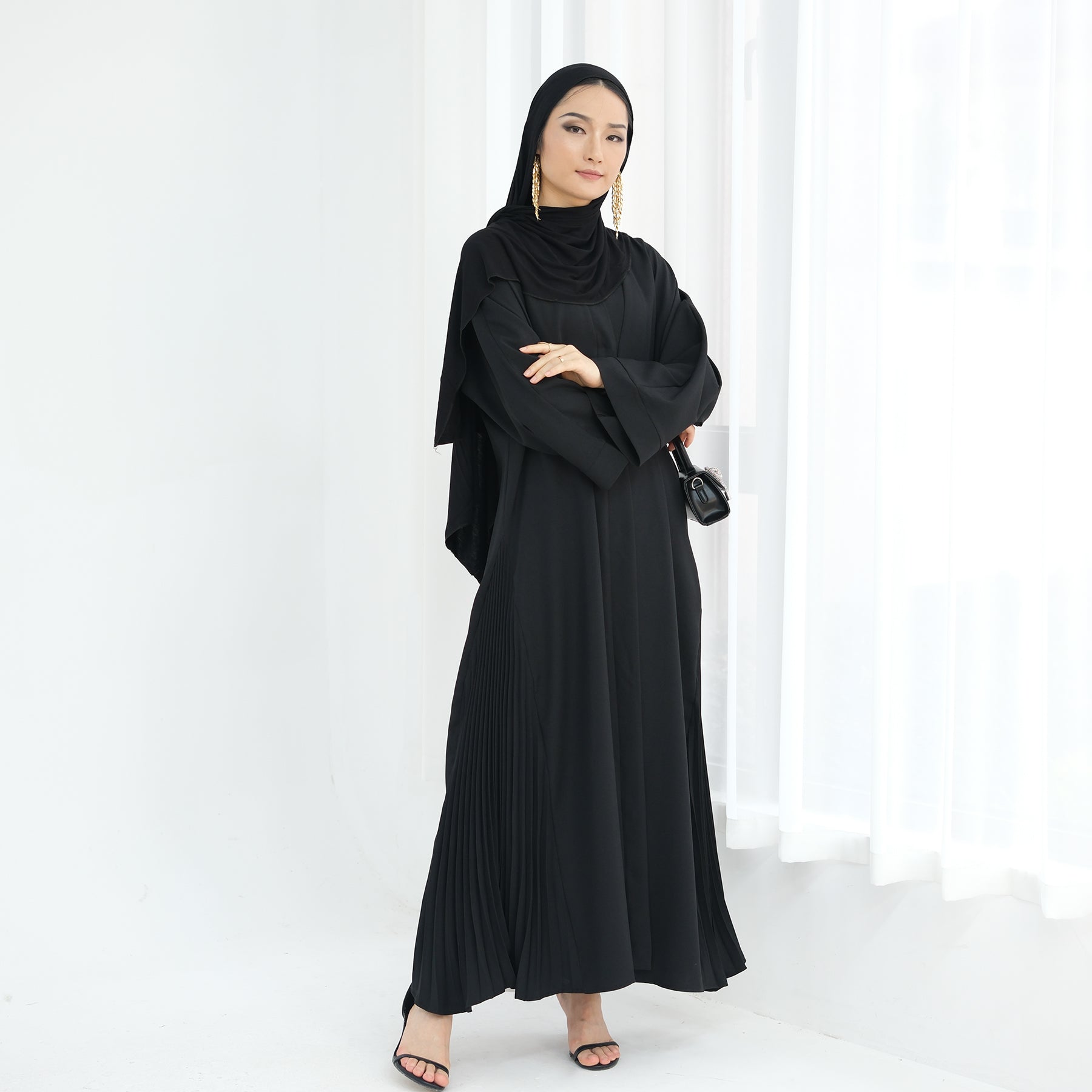 Elegant Hera Open Abaya Kimono in Black - Perfect for Modest Fashion, Prayer Dresses & Boho Chic Outfits