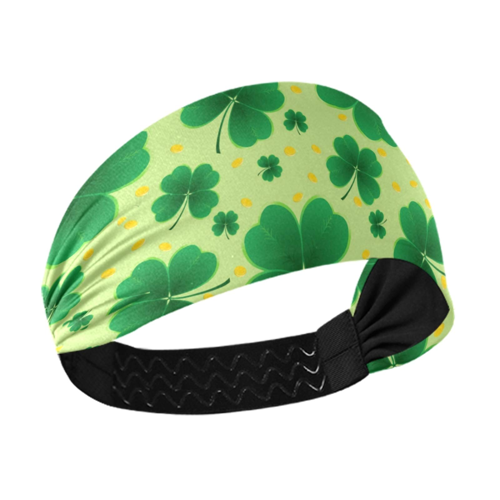 Women's Sports Headbands - St. Patrick's Day Shamrock Clover Design, Breathable & Quick-Dry Elastic Hair Bands for Running, Yoga, Workouts & Fitness Activities