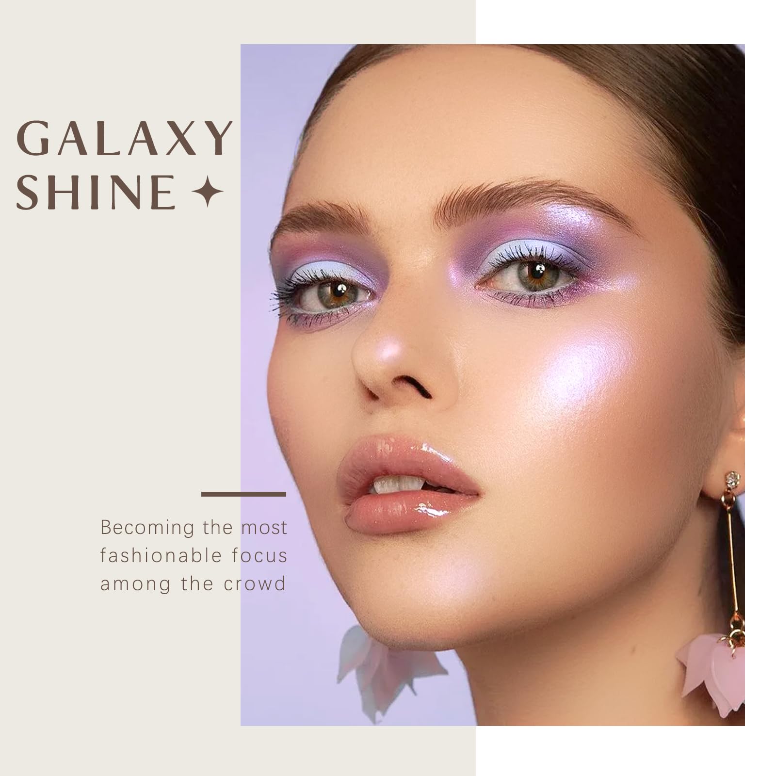 8-Color Face Highlighter Makeup Palette with Diamond Glitter - Intense Chameleon Eyeshadow & Rainbow Shimmer - Metallic Contour Bronzer for Cheeks, Nose & Body - Perfect for Party, Festival & Night Out Makeup