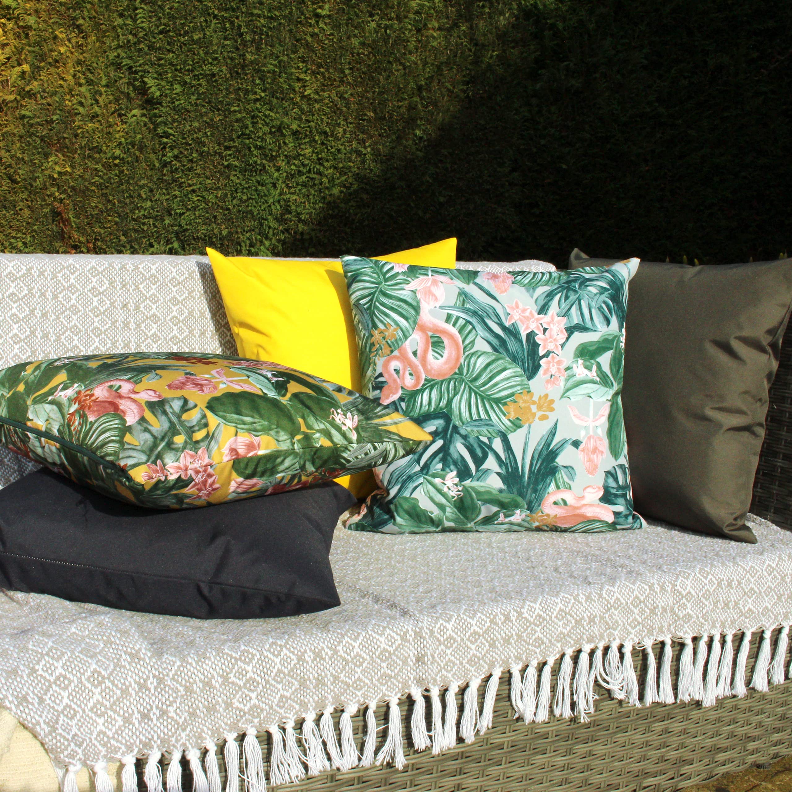 Premium Medinilla Square Outdoor Cushion Cover - Waterproof & UV Resistant Patio Furniture Cushion Slipcover - Perfect for Garden, Poolside, Deck & Porch Seating