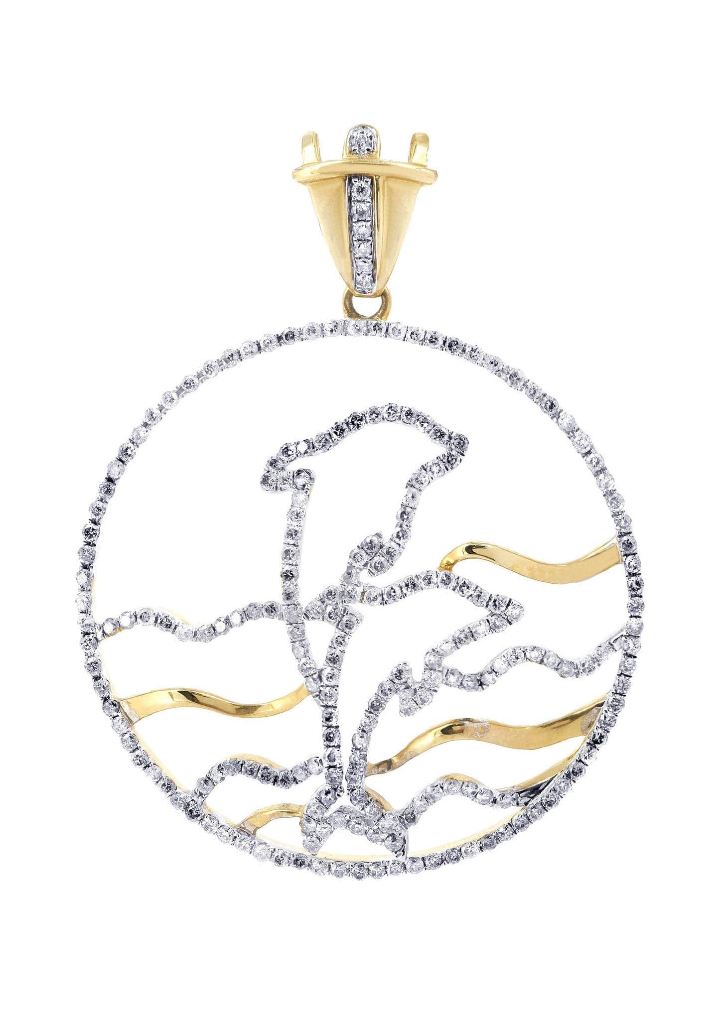 1.59 Carat Diamond Dolphin Pendant Necklace - 5.85 Grams 14K Gold Jewelry for Women - Perfect Gift for Anniversary, Birthday & Special Occasions