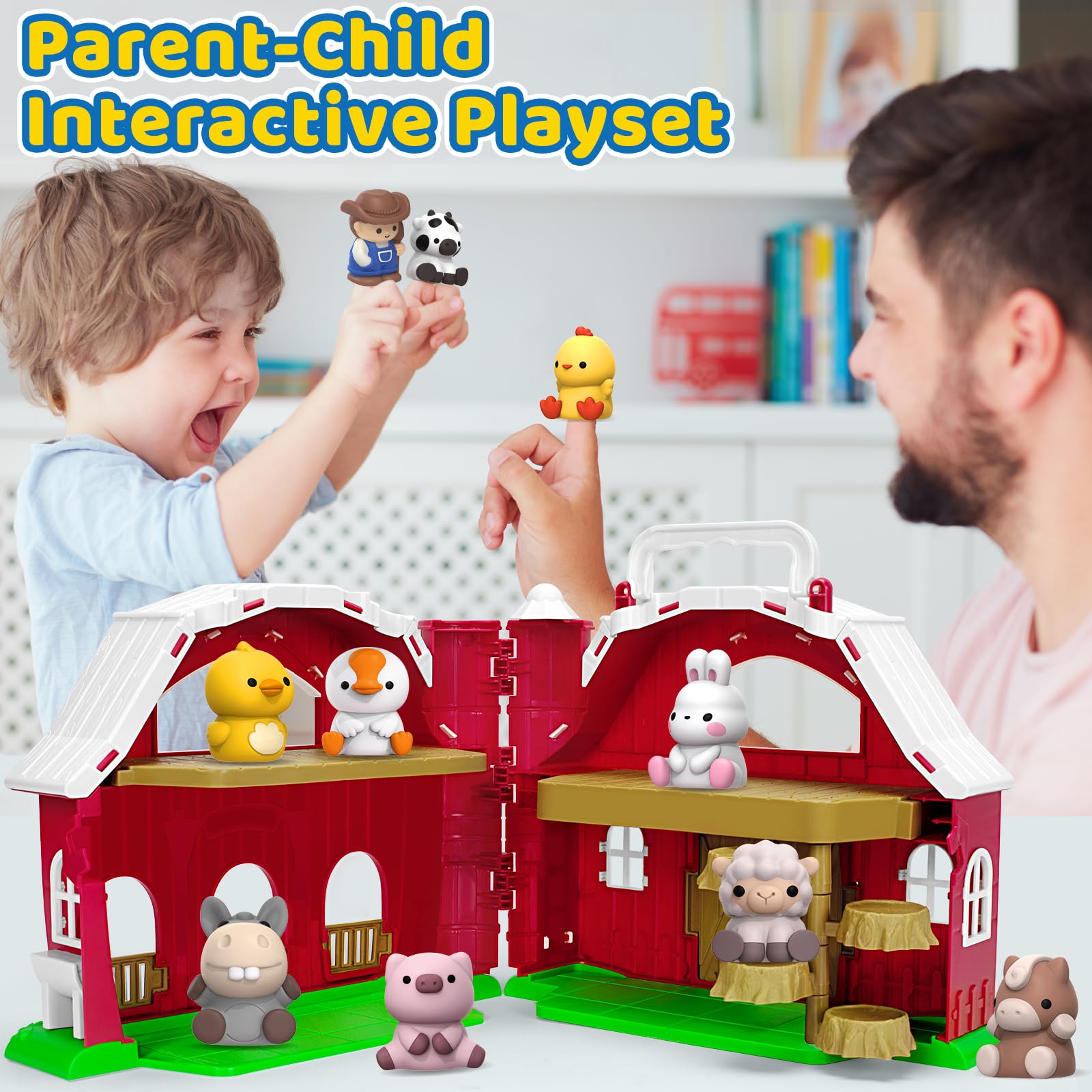 KMUYSL Farm Animal Playset - Montessori Learning Toys for Toddlers 1-3 Years Old | Big Red Barn with Animals, Educational Gift for Boys & Girls | Perfect for Christmas, Birthday & Easter | Ideal for Pretend Play, Early Learning & Sensory Development