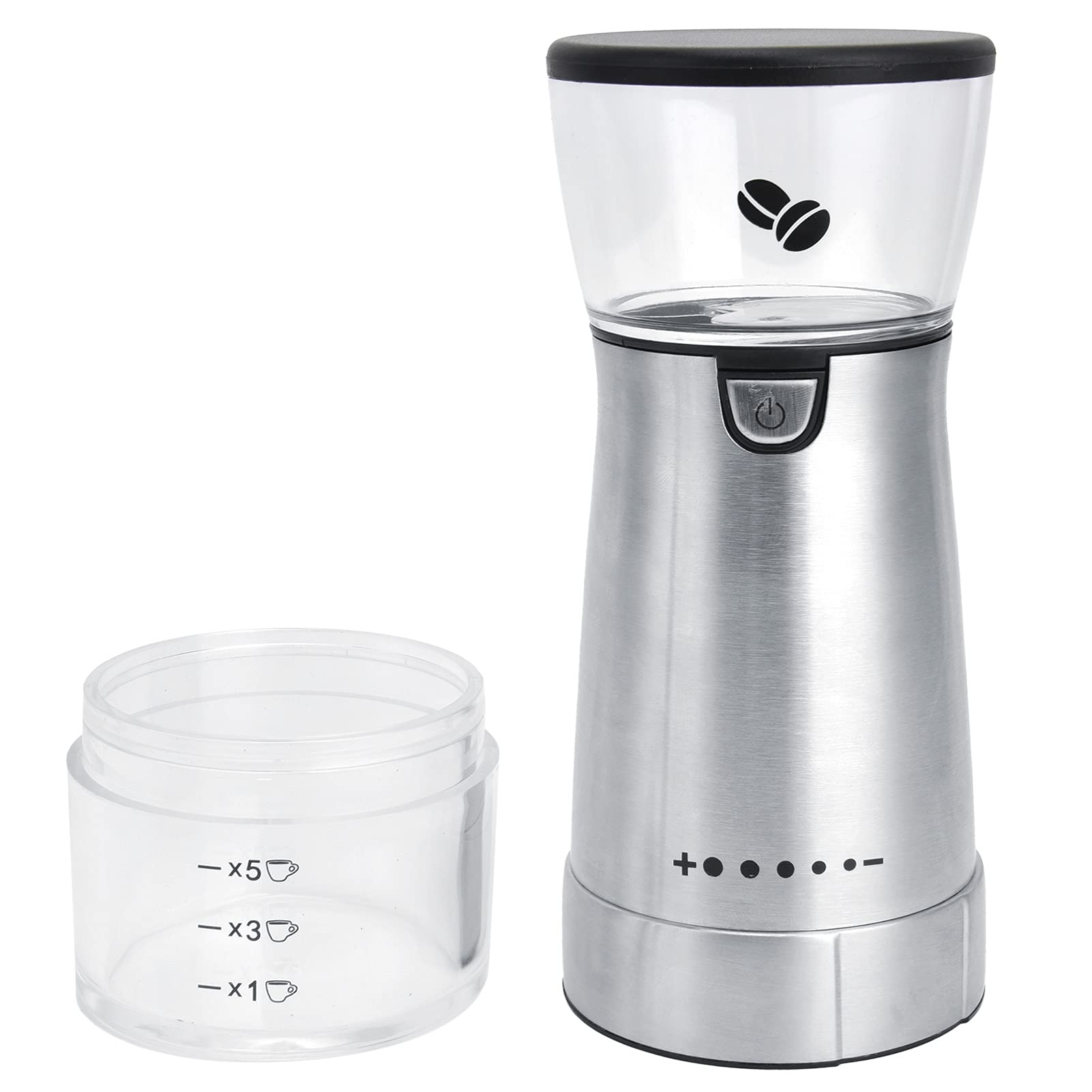 Electric Coffee Grinder for Beans & Spices - 4 Adjustable Grind Settings, Stainless Steel Portable Mill for Kitchen & Travel - Perfect for Fresh Coffee, Pepper, Salt & Seasonings at Home or Camping