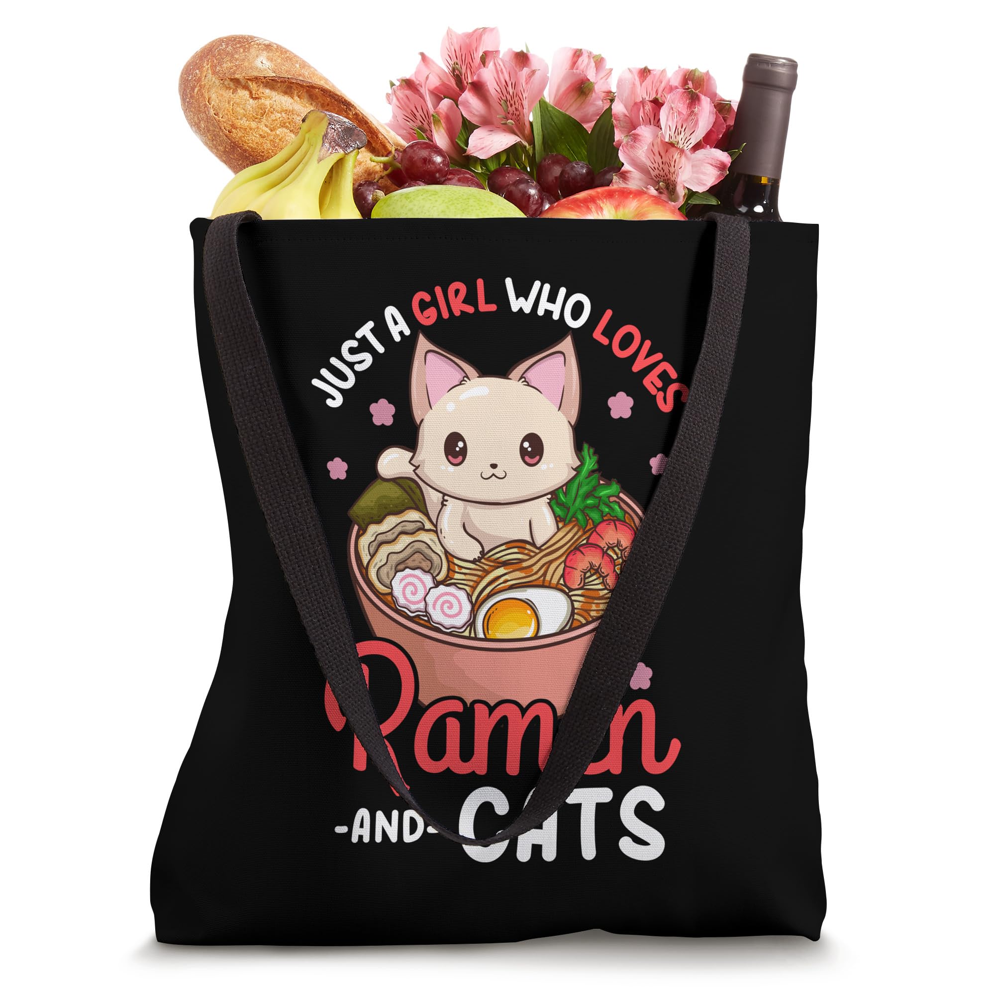 Anime Ramen Cat Neko Kawaii Tote Bag for Women - Cute Japanese Otaku Style Shoulder Bag for Cosplay, School, Shopping & Travel