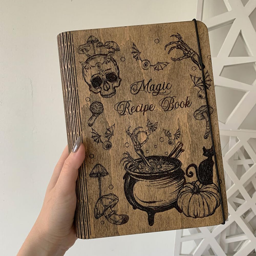 Personalized Wooden Recipe Book Binder - Custom Family Cookbook Journal with Engraved Cover - Thoughtful Gift for Mom, Wife & Home Chefs (A4 Size, Rustic Style) - Perfect for Organizing Recipes, Cooking Memories & Special Occasions