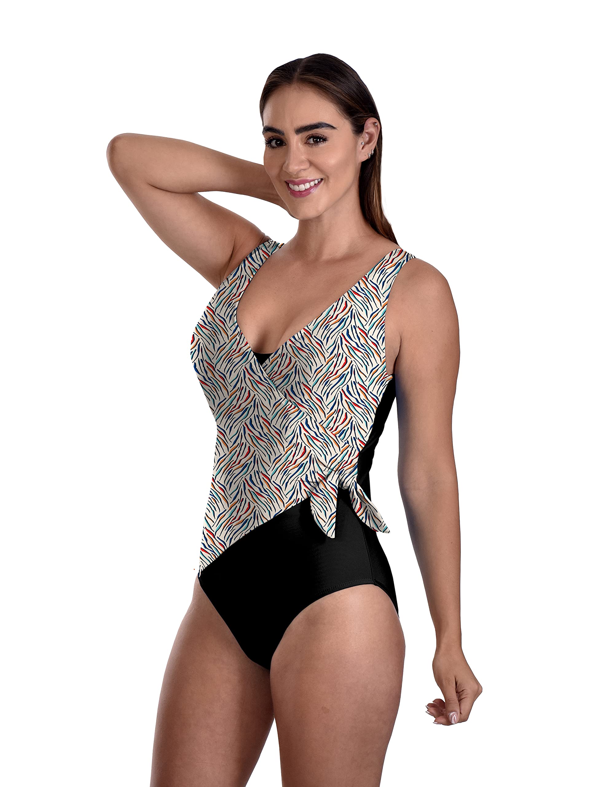 Women's One Piece Swimsuit - Classic Tummy Control Bathing Suit with Side Bunny Tie for Body Shaping | Perfect for Beach, Pool & Summer Vacations