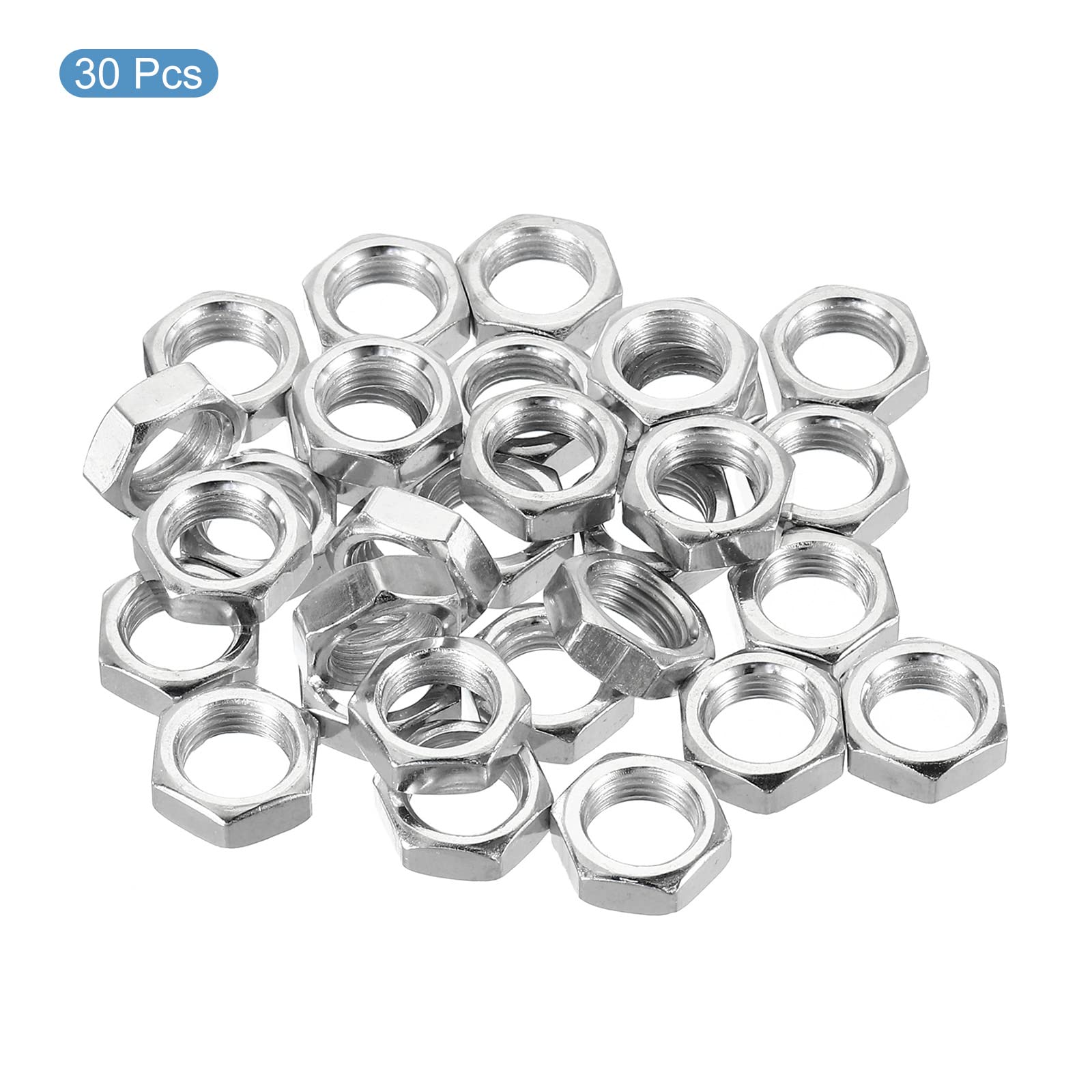 **PATIKIL M10 x 1.0 Steel Hex Nuts, 30 Pack - Metric Thread Zinc Plated Hardware Nuts for Screws & Bolts (5mm Height) - Ideal for Automotive, Machinery & DIY Projects**