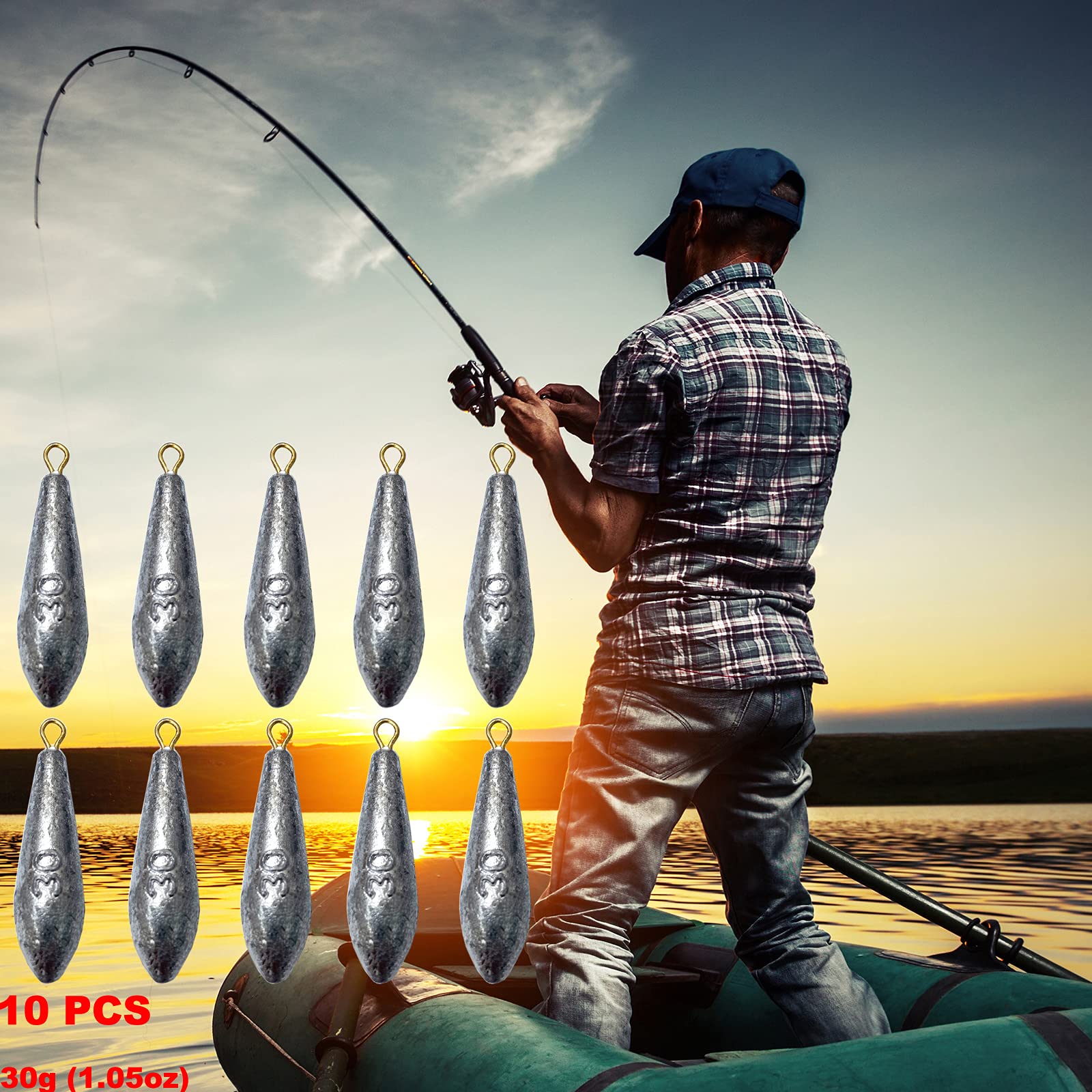 Premium Bullet & Streamlined Fishing Sinkers - Lead Weights for Bottom Fishing in Freshwater & Saltwater - Ideal for Bass, Catfish & Deep Sea Angling