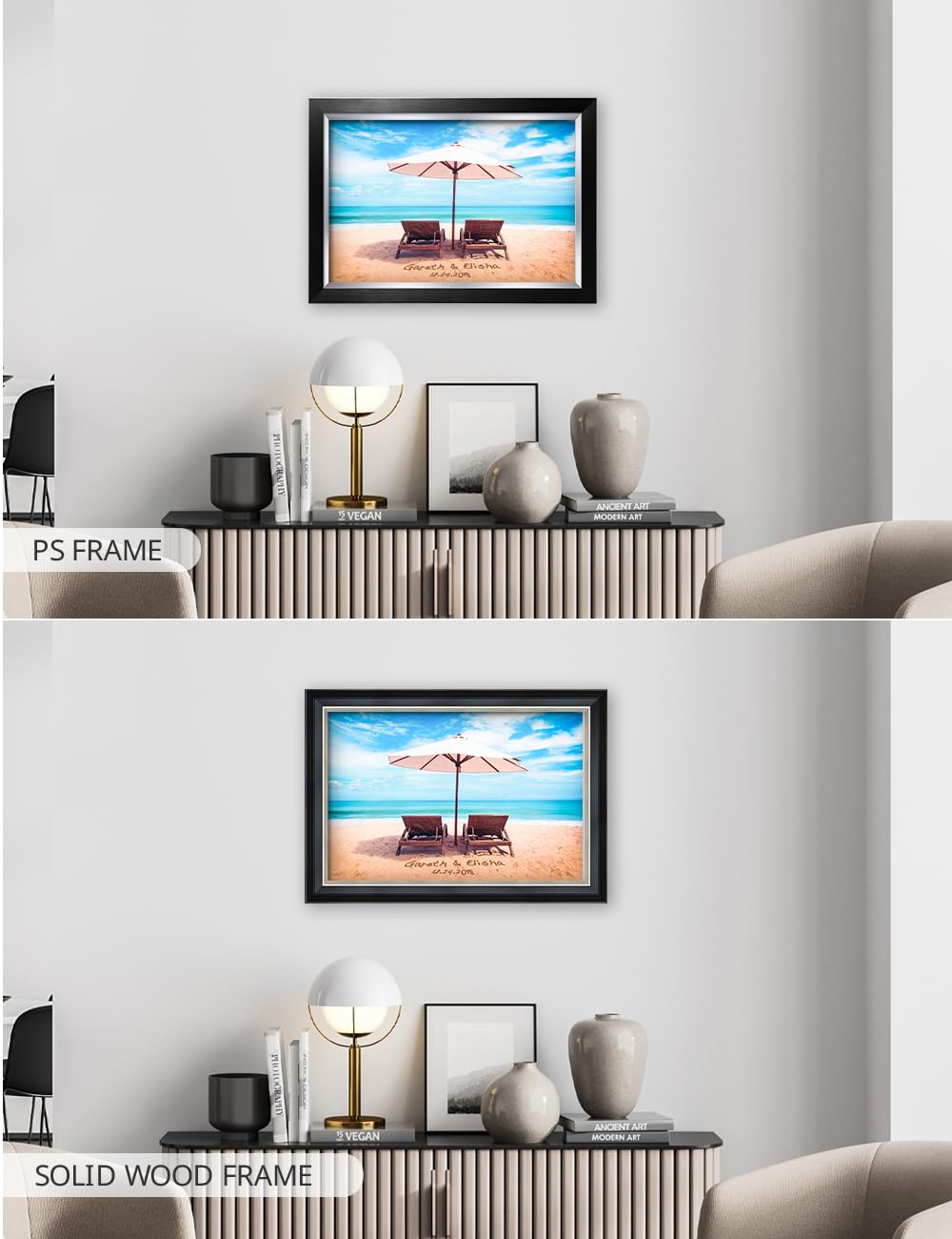 IPIC - Personalized Name & Date Artwork - Custom Love Gift for Anniversary, Wedding, Birthday - Choose PS or Solid Wood Frame - Perfect for Home Decor, Romantic Surprises & Special Occasions