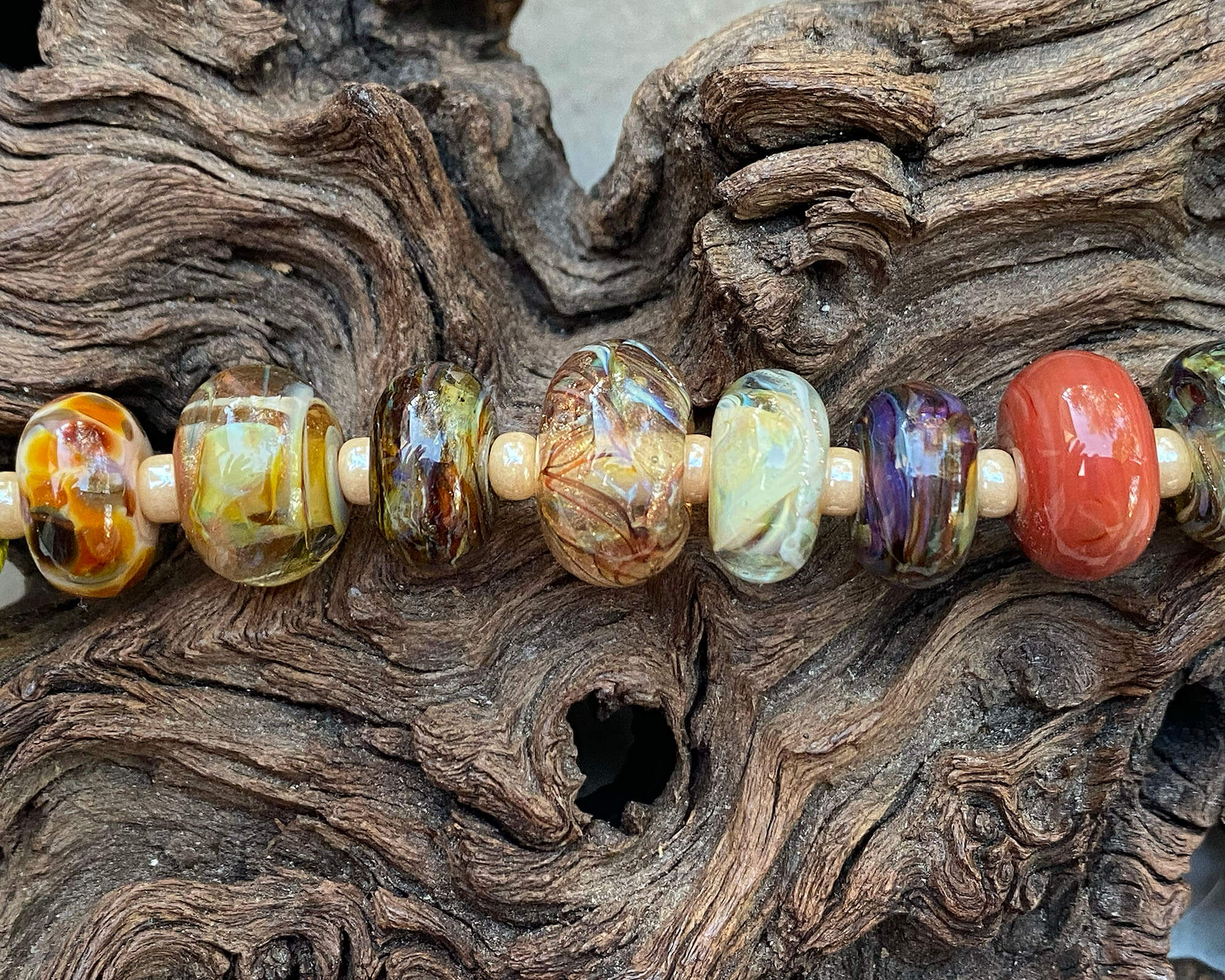 23pcs Brown Lampwork Beads Mix - Handmade Glass Beads for Jewelry Making, DIY Crafts, Bracelets & Necklaces - Perfect for Bohemian Style Accessories and Home Decor Projects