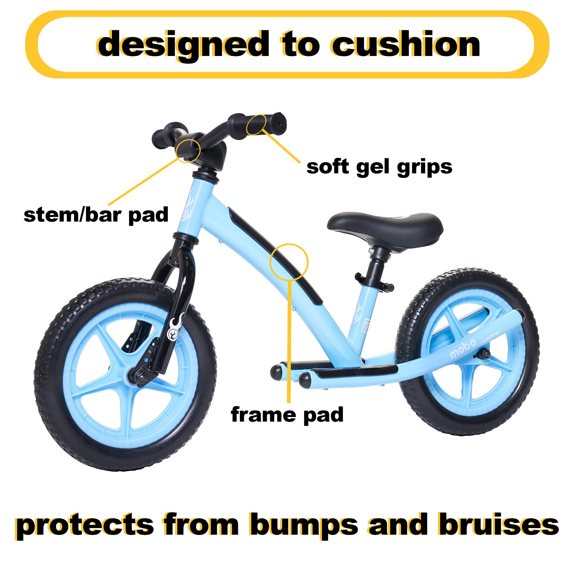 MOBO Explorer Balance Bike for Kids - Lightweight Aluminum Frame, No Pedal Training Bike for Toddlers 2-5 Years - Perfect for Learning to Ride, Outdoor Play & Backyard Fun